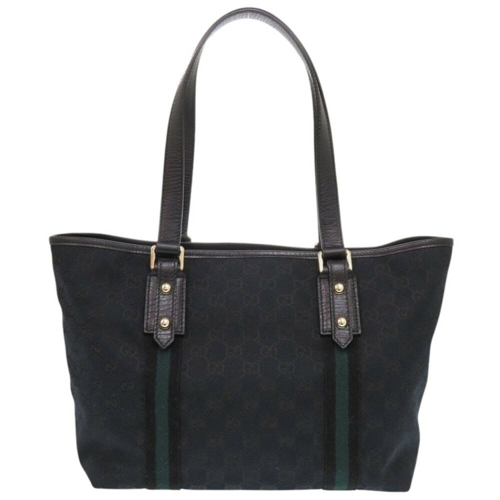 Gucci Black Green Canvas Tote Bag (Pre-Owned)