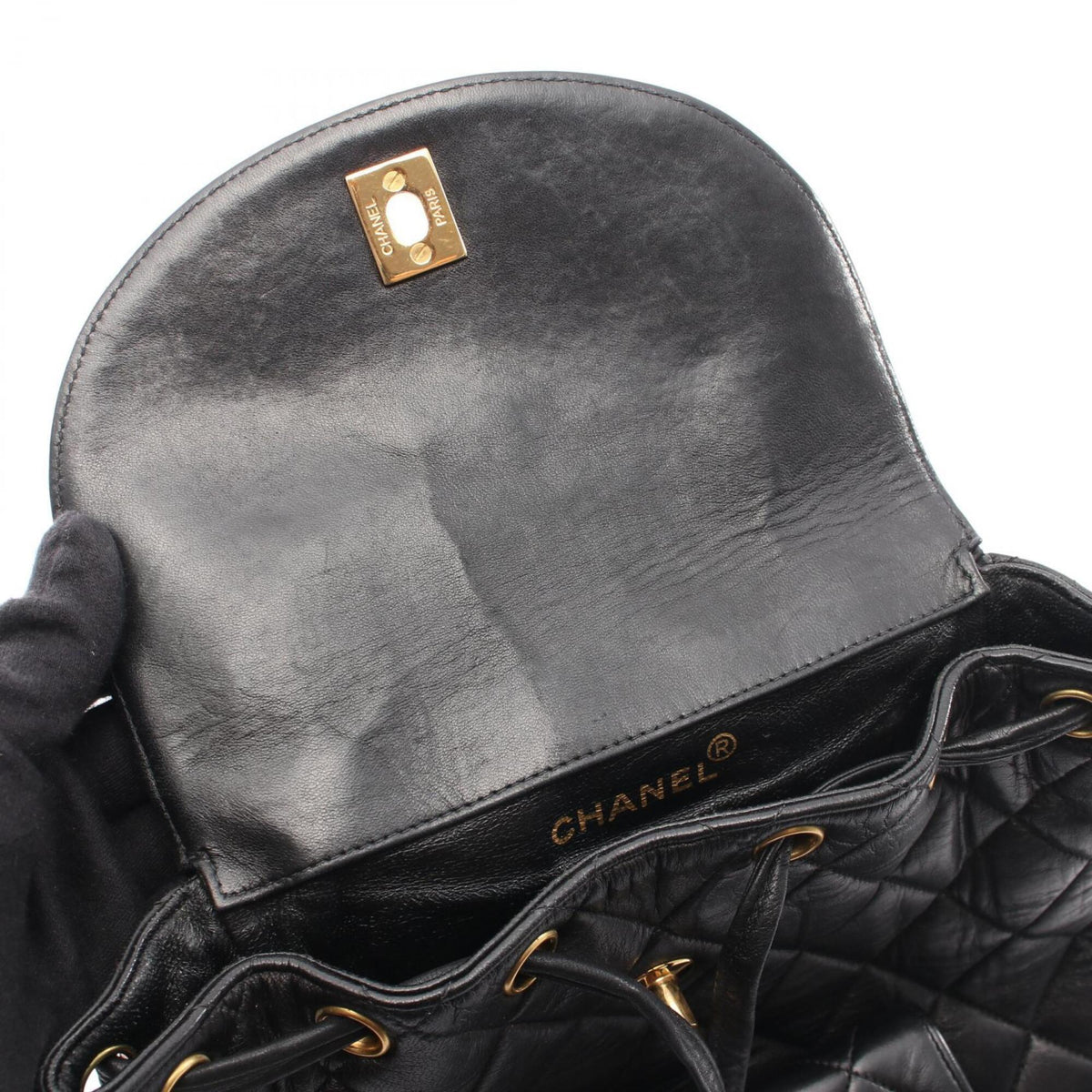 Chanel Black Leather Backpack Handbag (Pre-Owned)