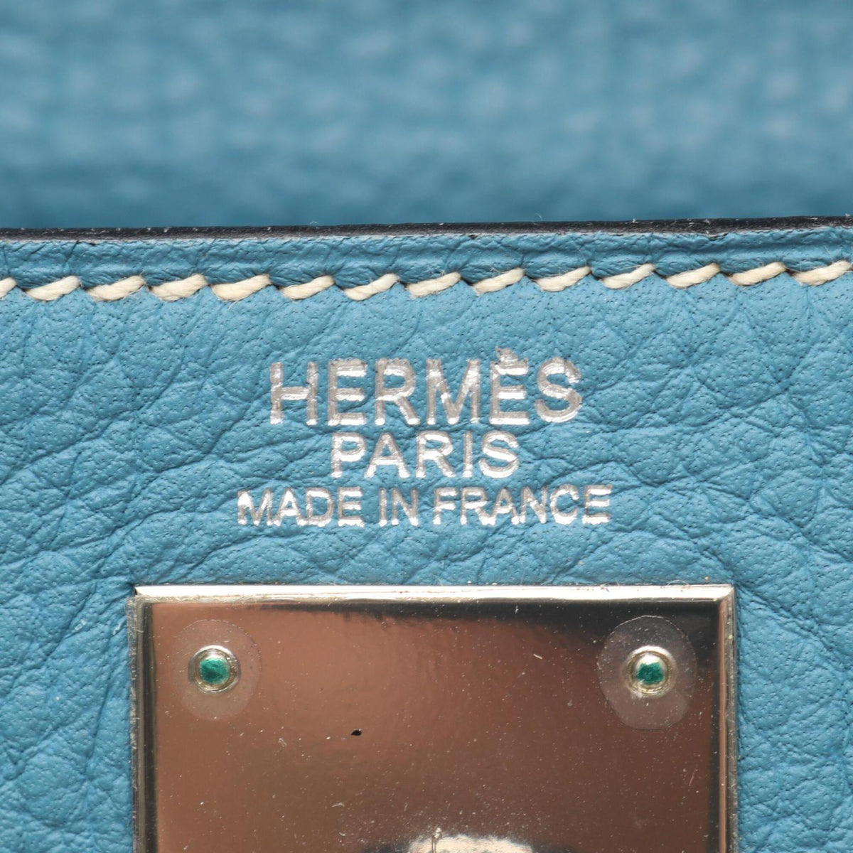 Hermes Blue Taurillon Clemence Leather Handbag (Pre-Owned)