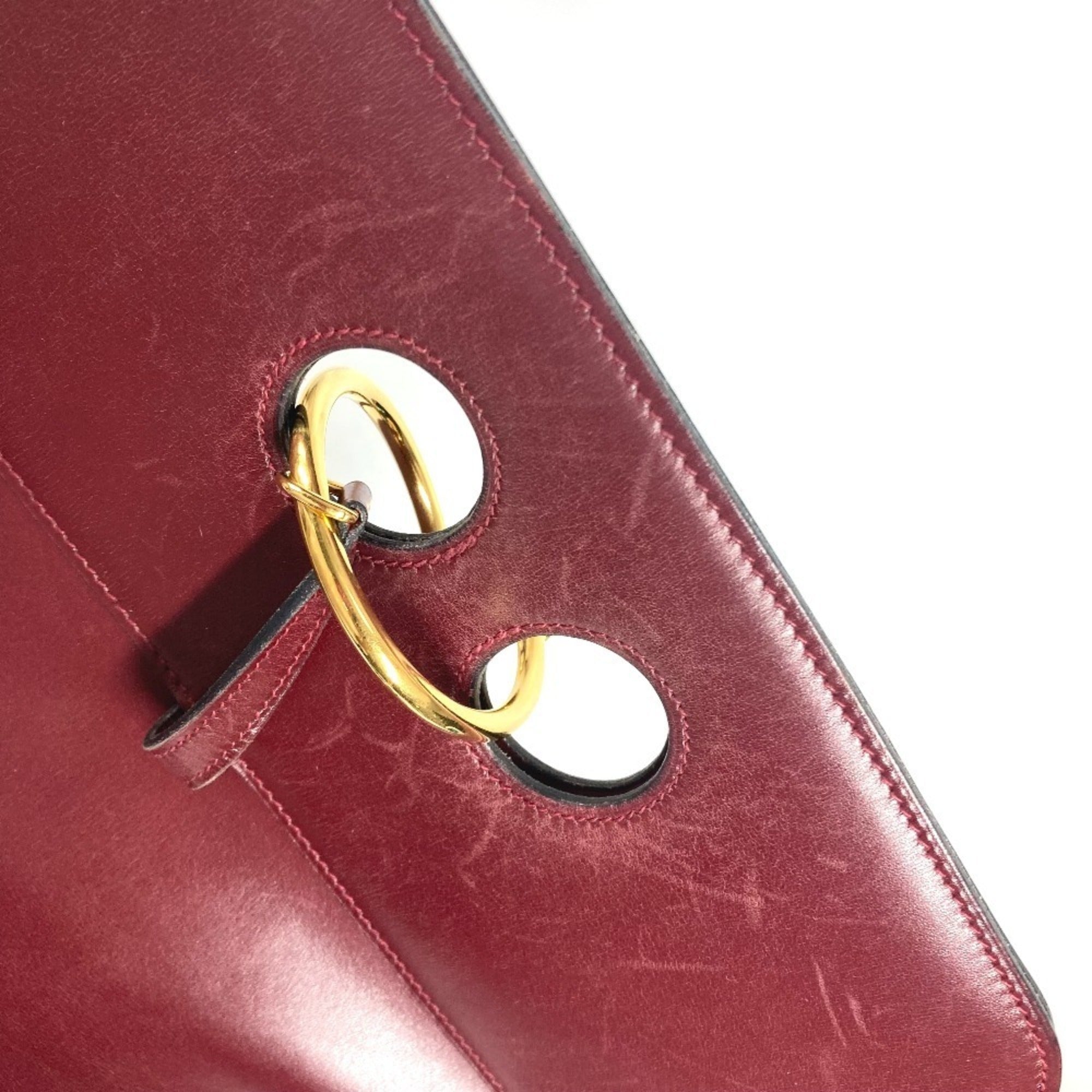Hermes Bordeaux Leather Shoulder Bag (Pre-Owned)
