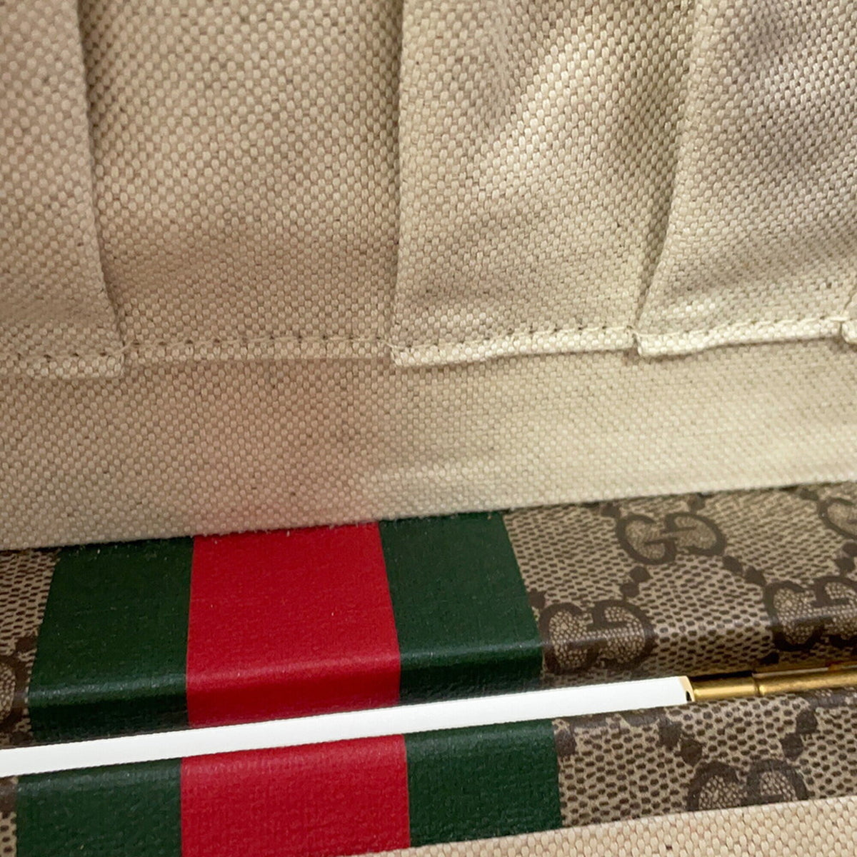Gucci Beige Brown Green Gg Supreme Leather Handbag Shoulder Bag (Pre-Owned)