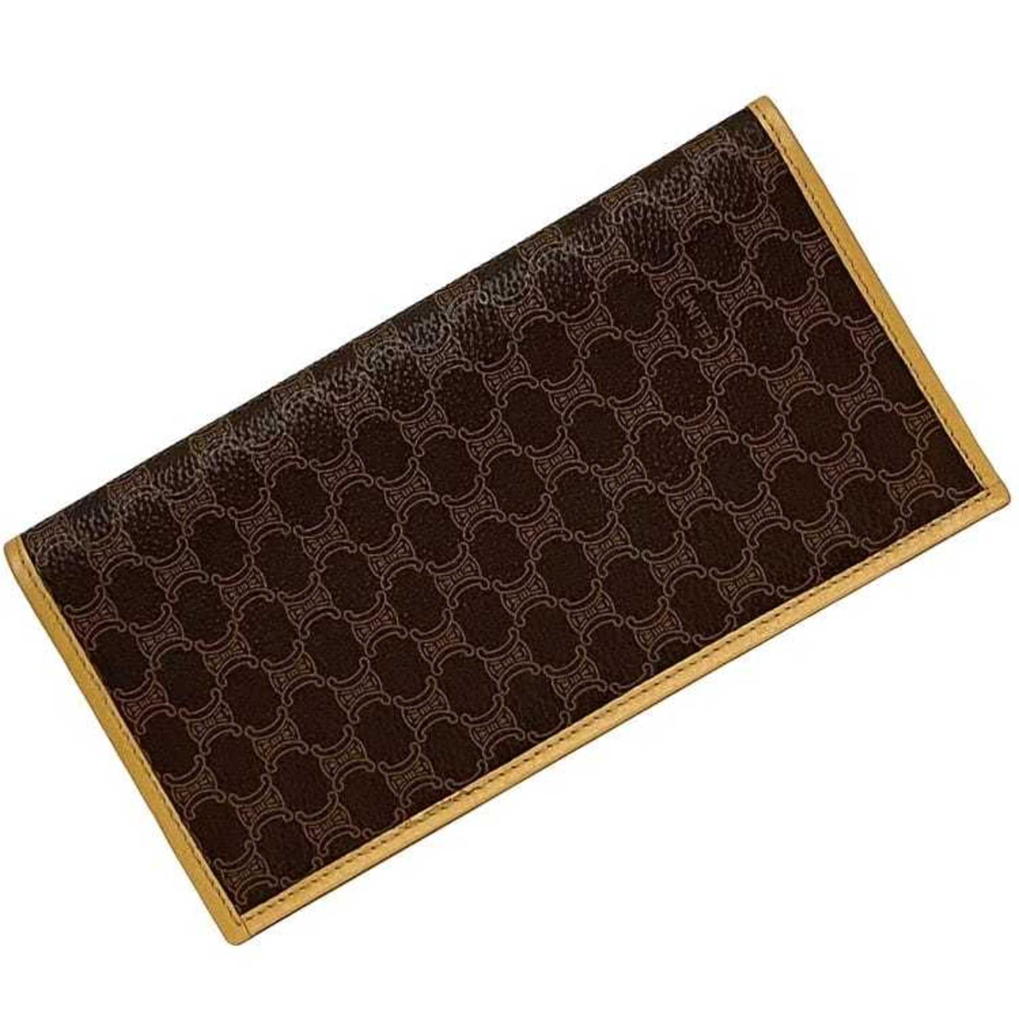 Celine Beige Brown Pvc Leather Long Wallet (Bi-Fold) (Pre-Owned)