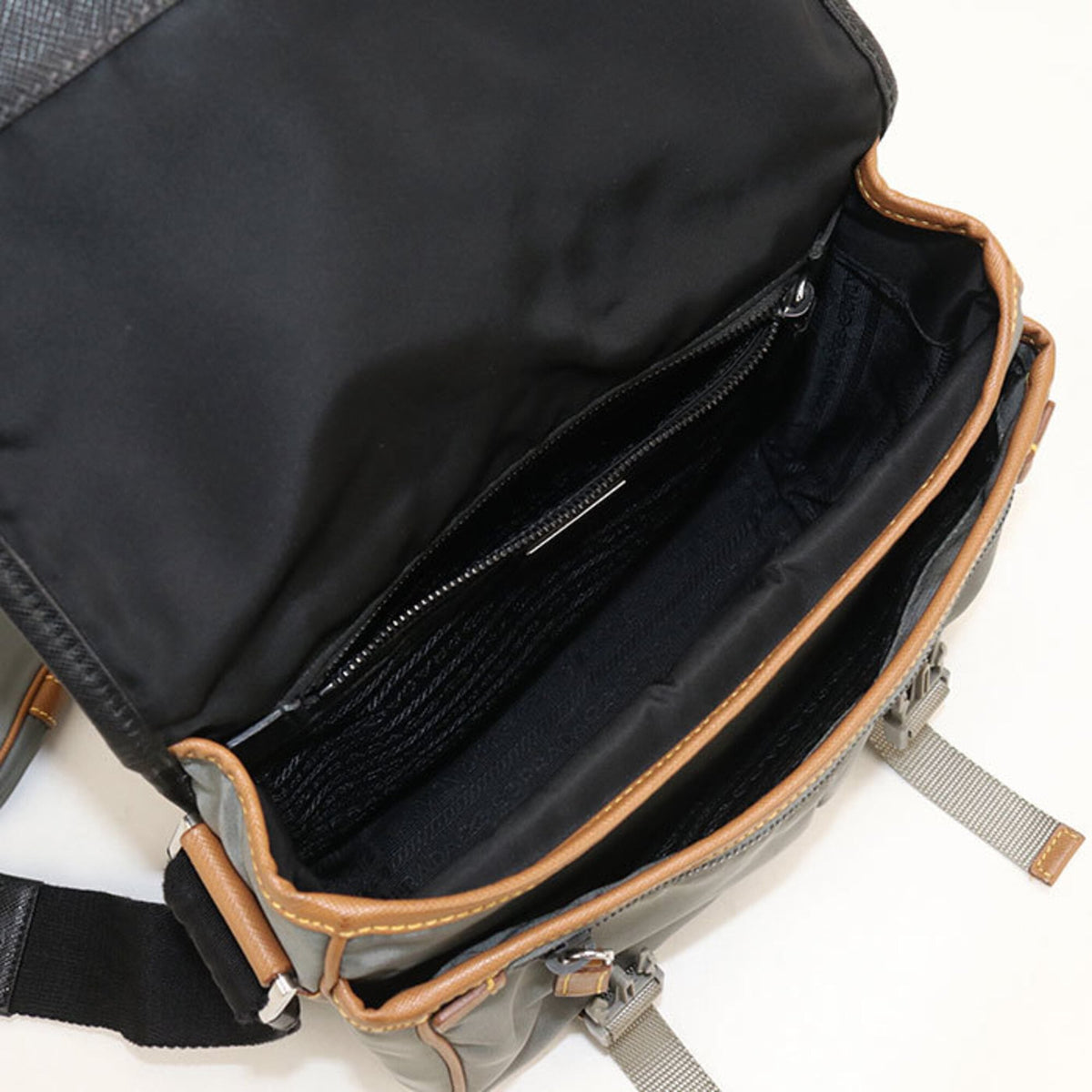 Prada Gray Nylon Shoulder Bag (Pre-Owned)
