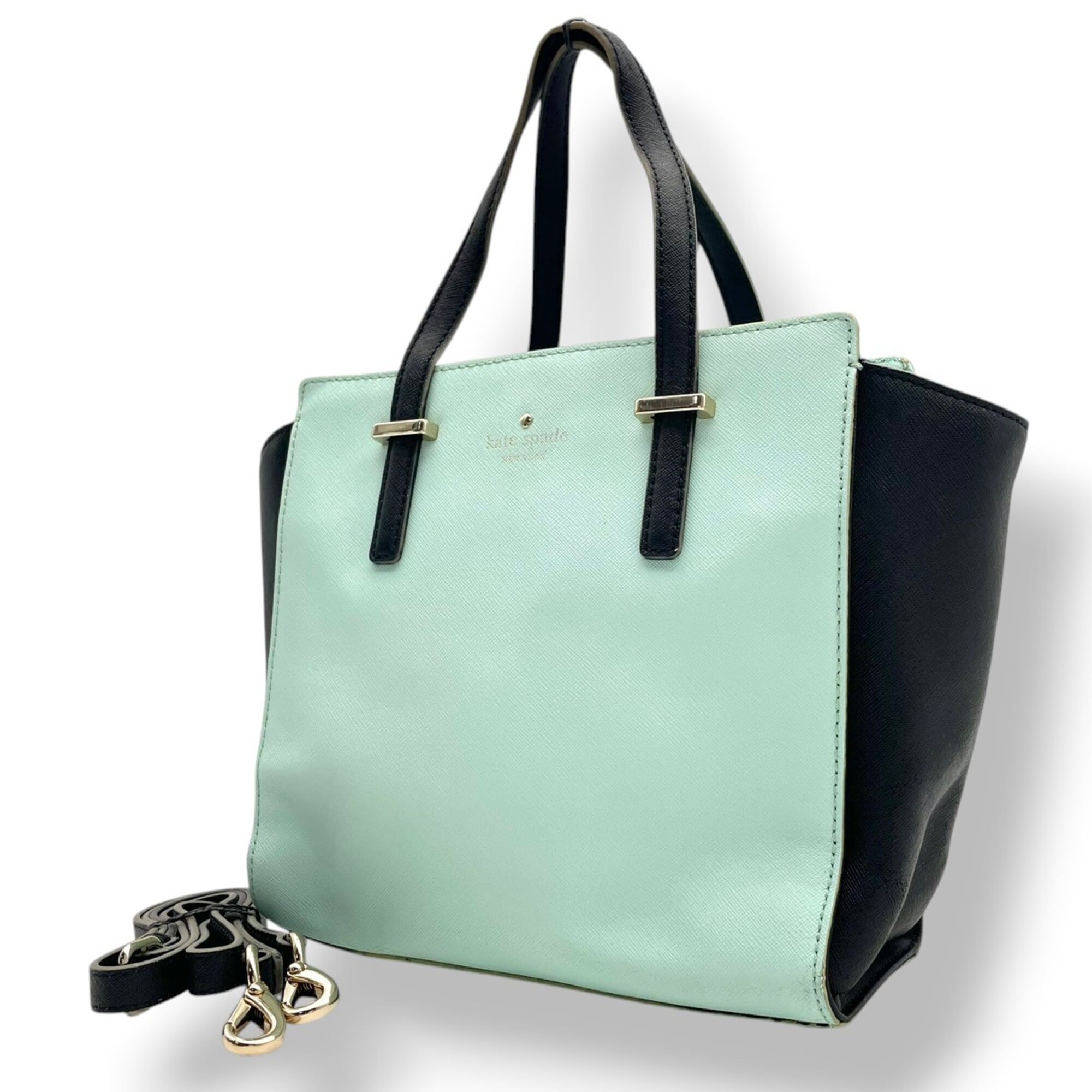 Kate Spade Black Green Leather Handbag Shoulder Bag (Pre-Owned)