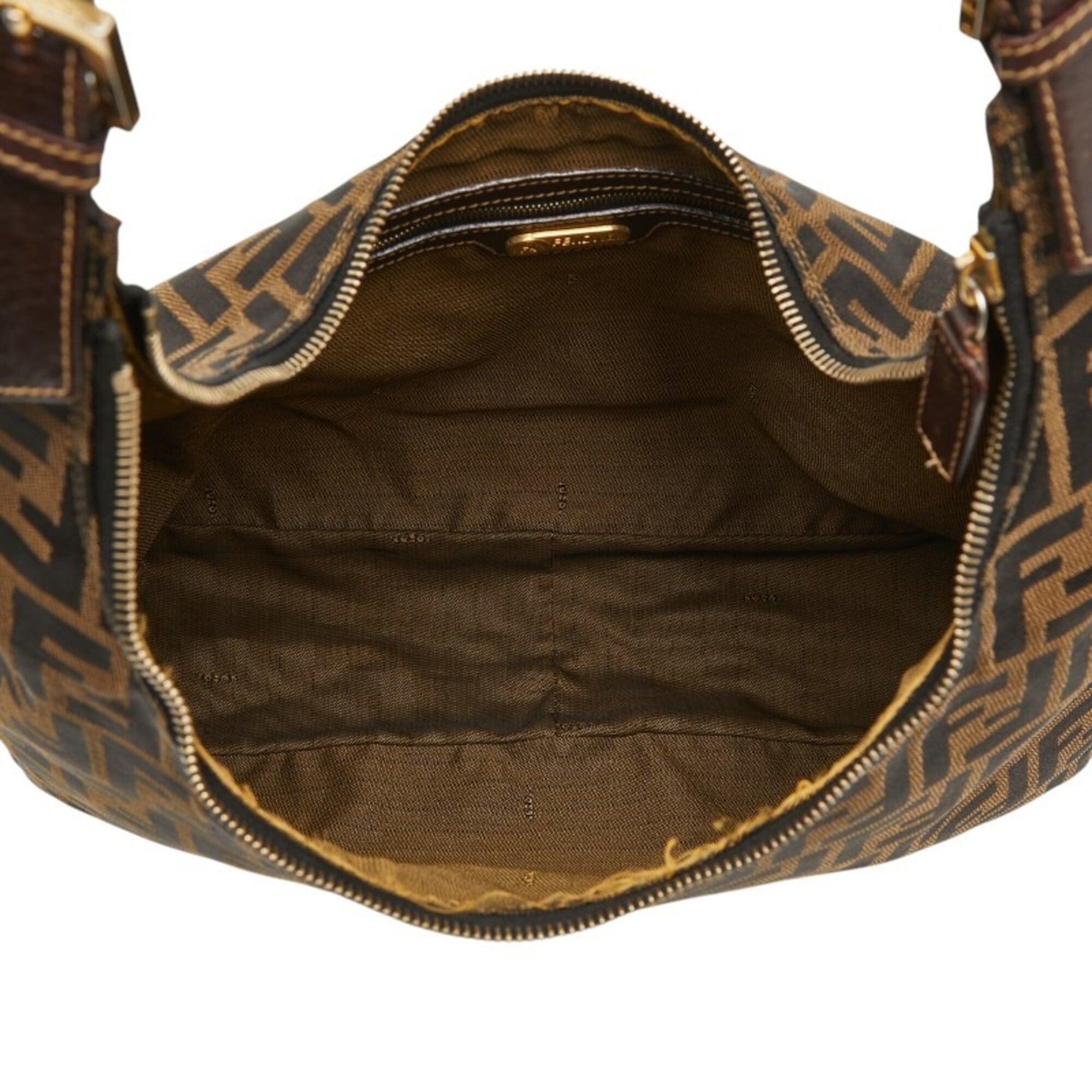 Fendi Zucca Black Brown Canvas Leather Shoulder Bag (Pre-Owned)