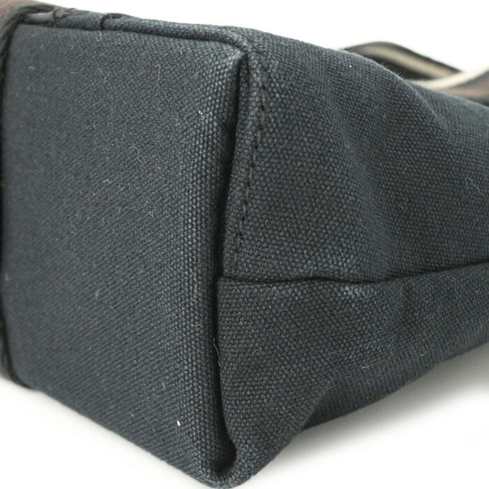 Hermes Black Brown Canvas Handbag (Pre-Owned)