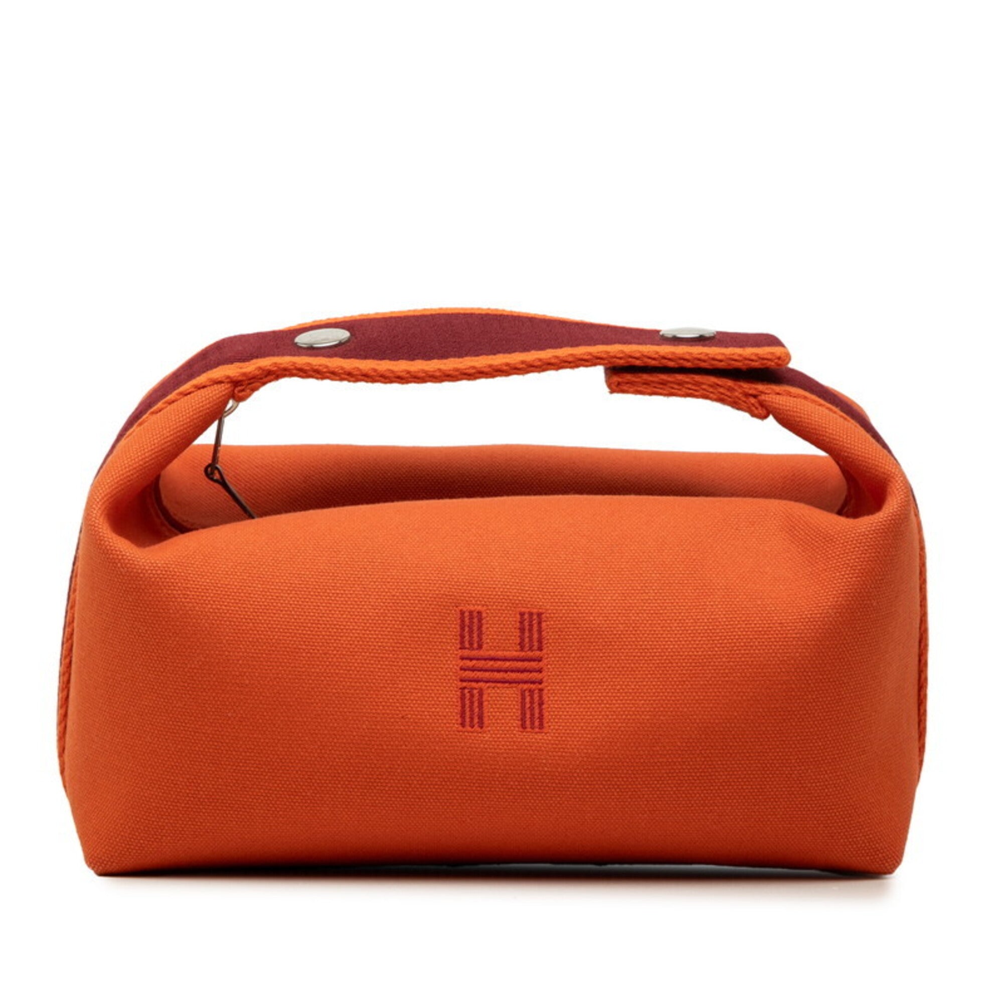 Hermes Black Orange Red Cotton Handbag Pouch (Pre-Owned)