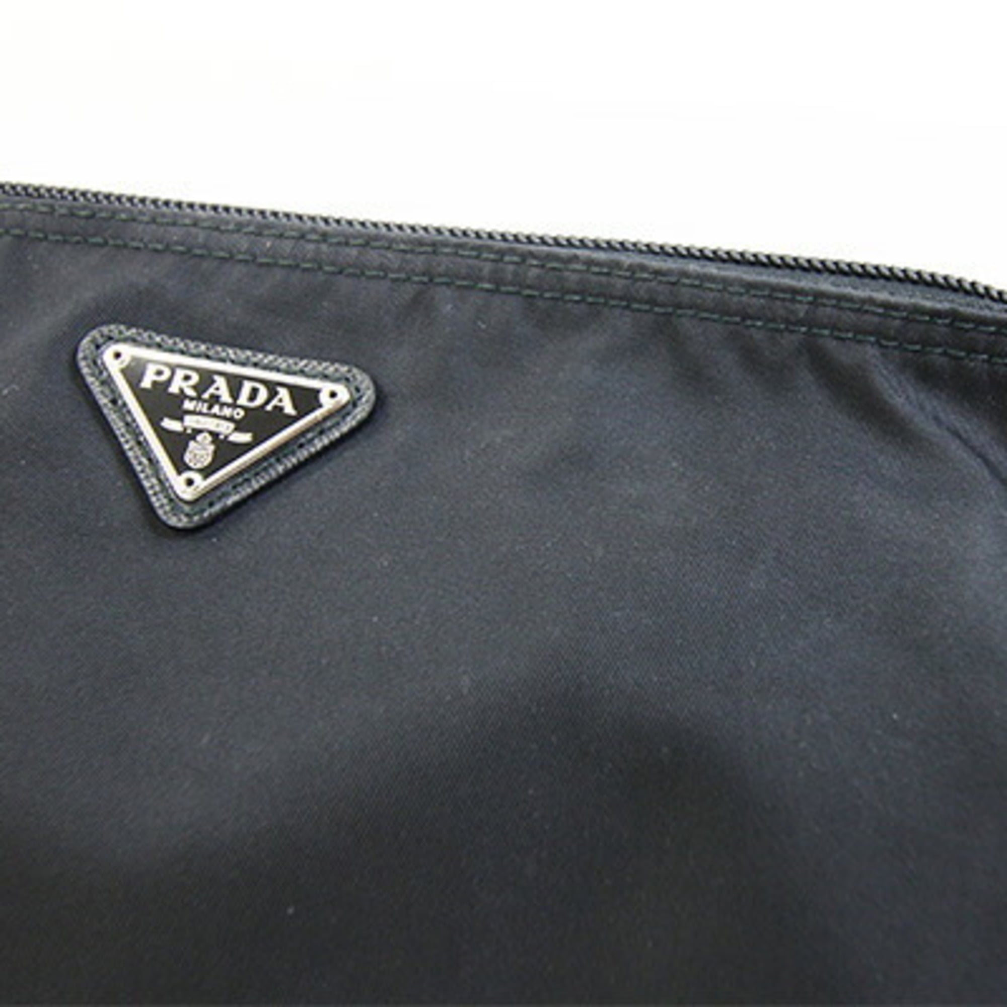 Prada Black White Nylon Handbag Pouch (Pre-Owned)