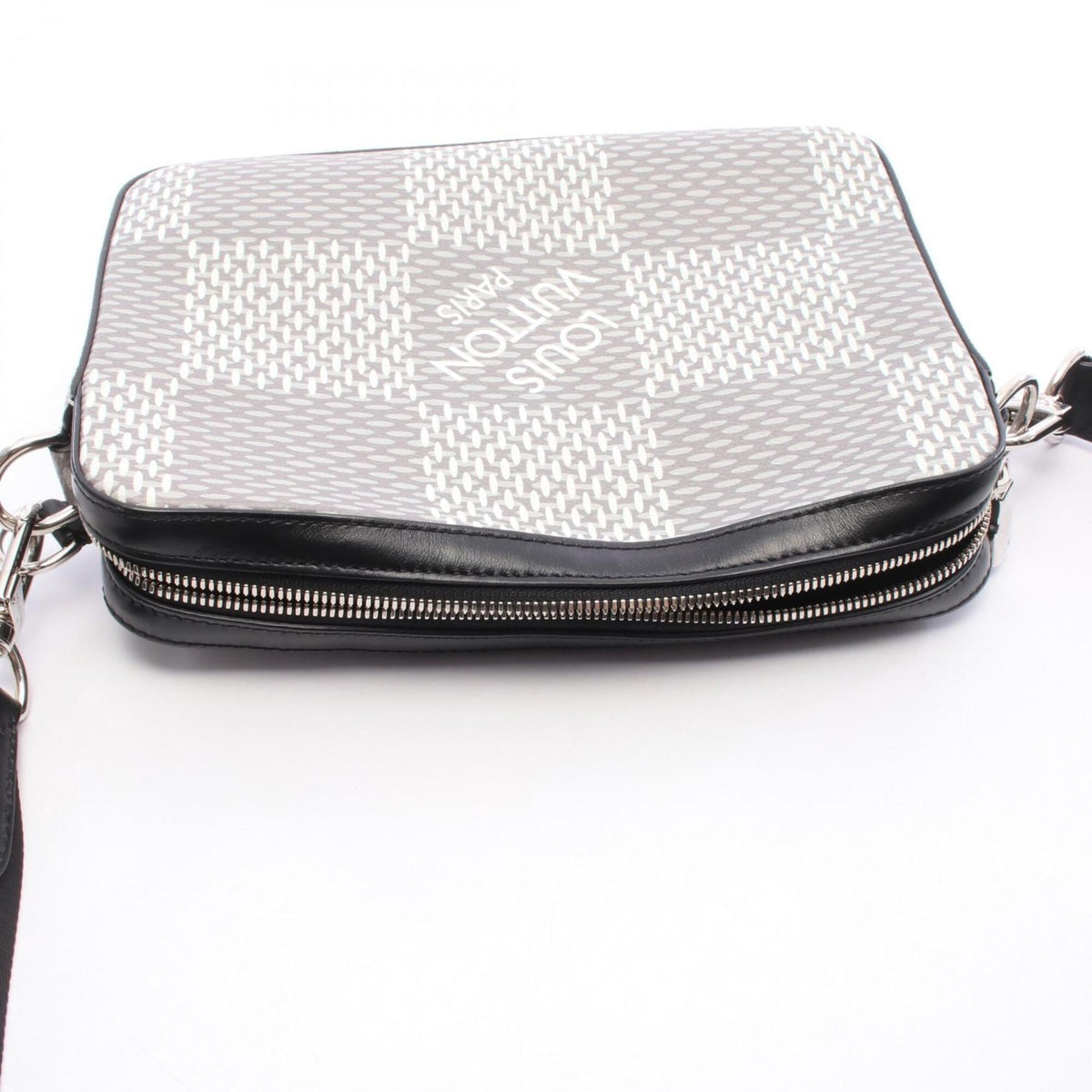 Louis Vuitton Gray White Coated Canvas Leather Handbag Shoulder Bag (Pre-Owned)