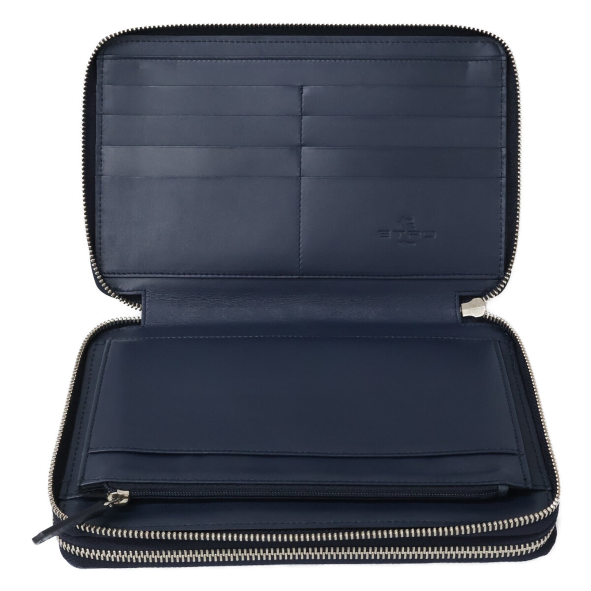 Etro Navy Leather Clutch Bag (Pre-Owned)