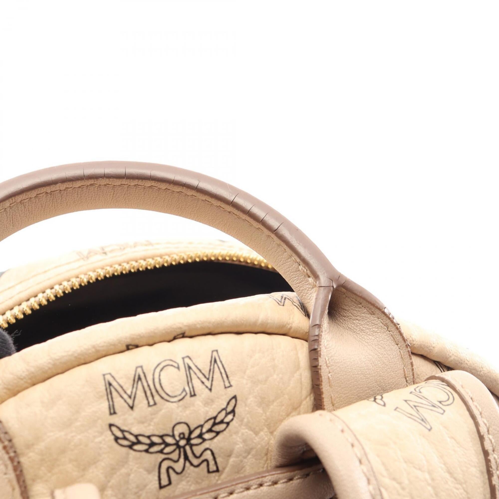 Mcm Beige Coated Canvas Leather Backpack (Pre-Owned)