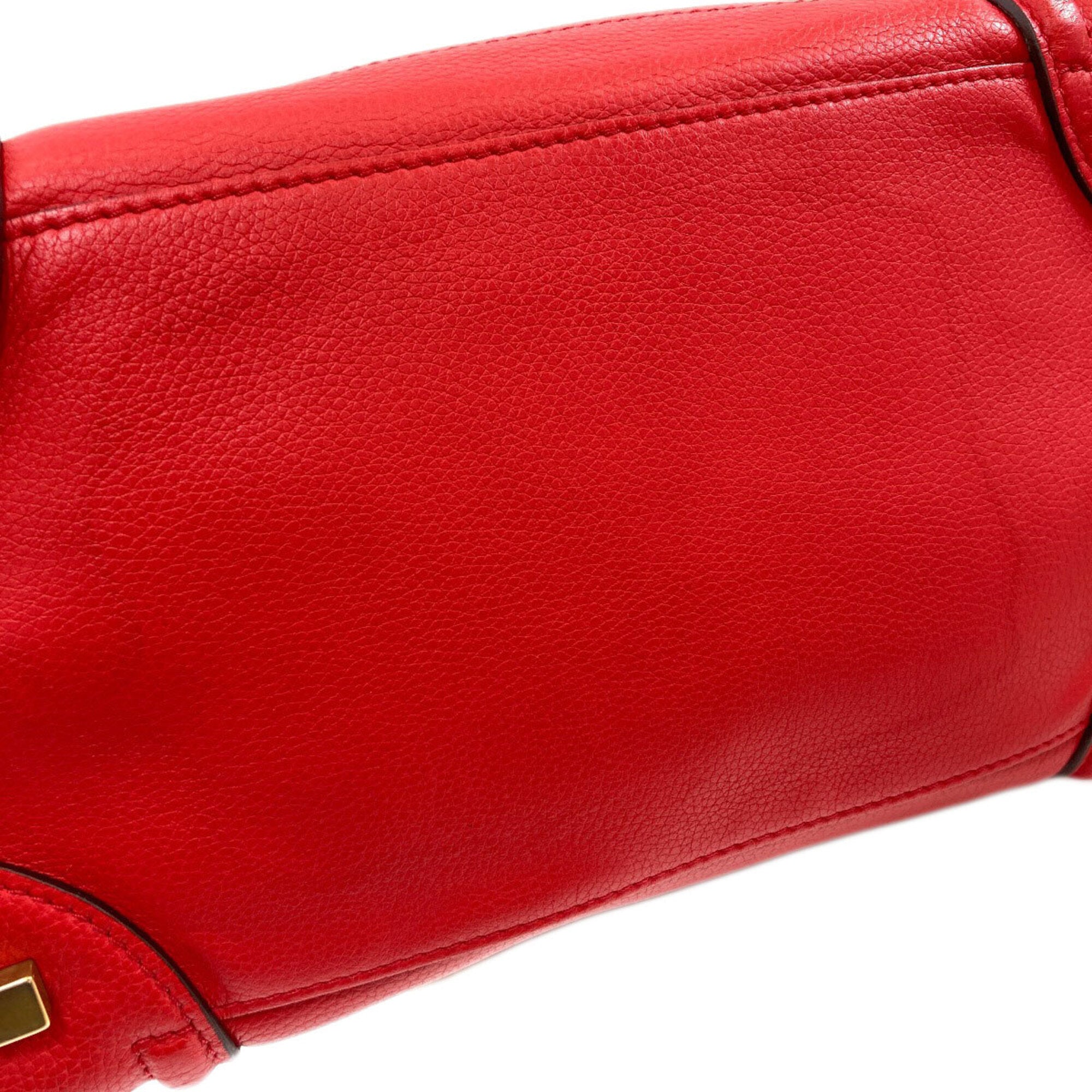 Celine Luggage Red Color Leather Handbag (Pre-Owned)