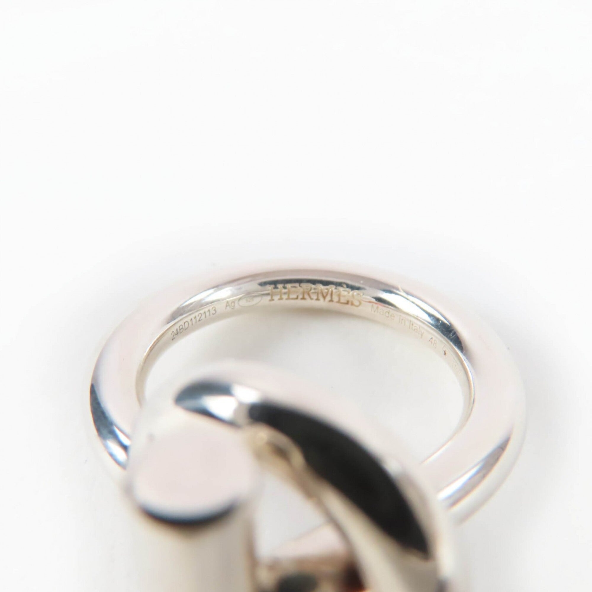 Hermes Silver Silver 925 Band Ring (Pre-Owned)