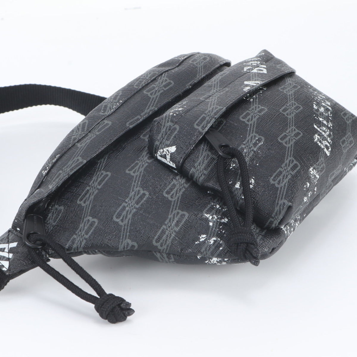 Balenciaga Black Leather Coated Canvas Pouch Shoulder Bag Sling Bag (Pre-Owned)