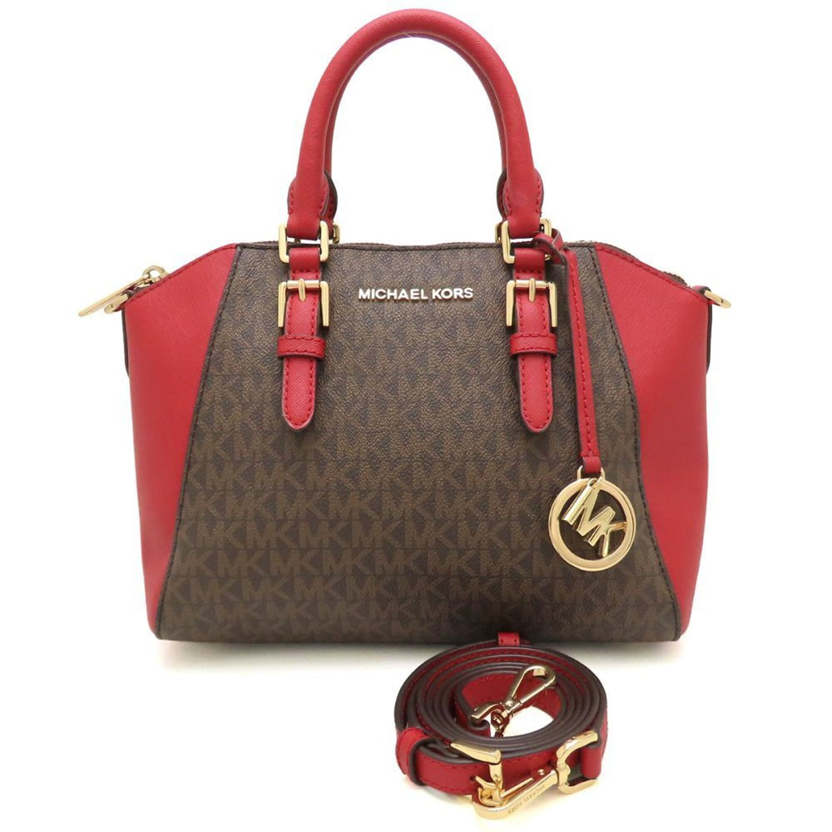 Michael Kors Brown Red Color Leather Handbag (Pre-Owned)