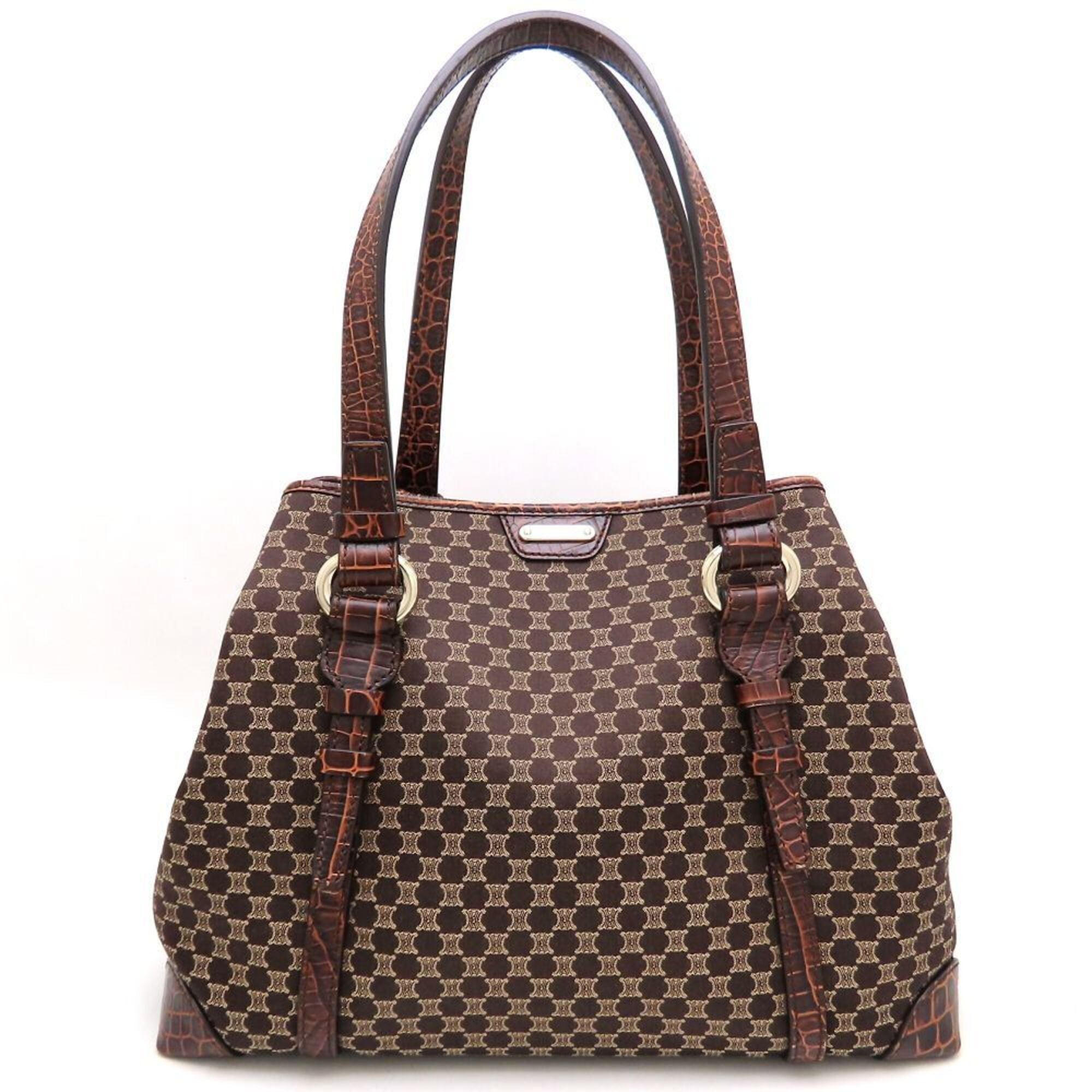 Celine Brown Canvas Leather Tote Bag (Pre-Owned)