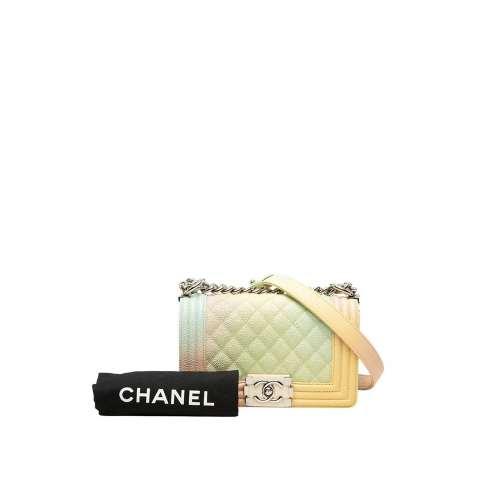 Chanel Boy Chanel Multi-Color Grained Calfskin Shoulder Bag (Pre-Owned)