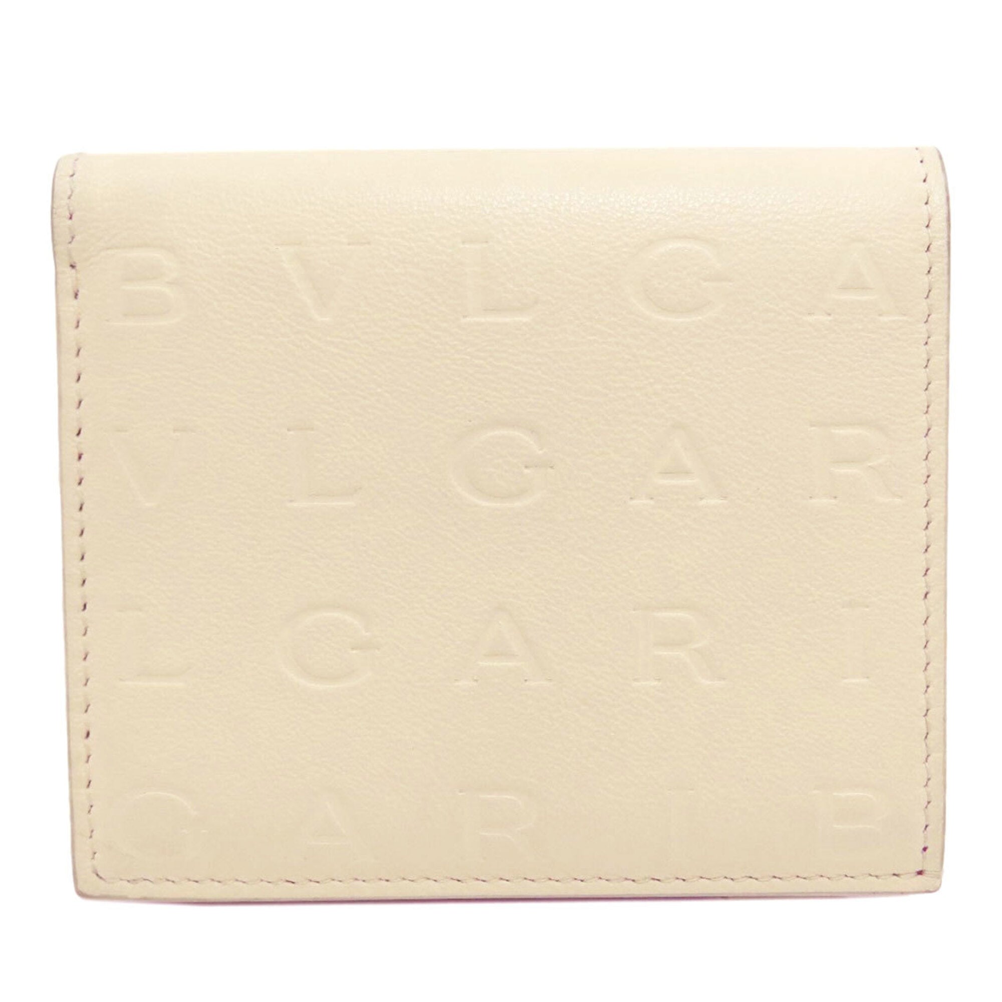 Bvlgari Logomania Beige Leather Wallet (Bi-Fold) (Pre-Owned)