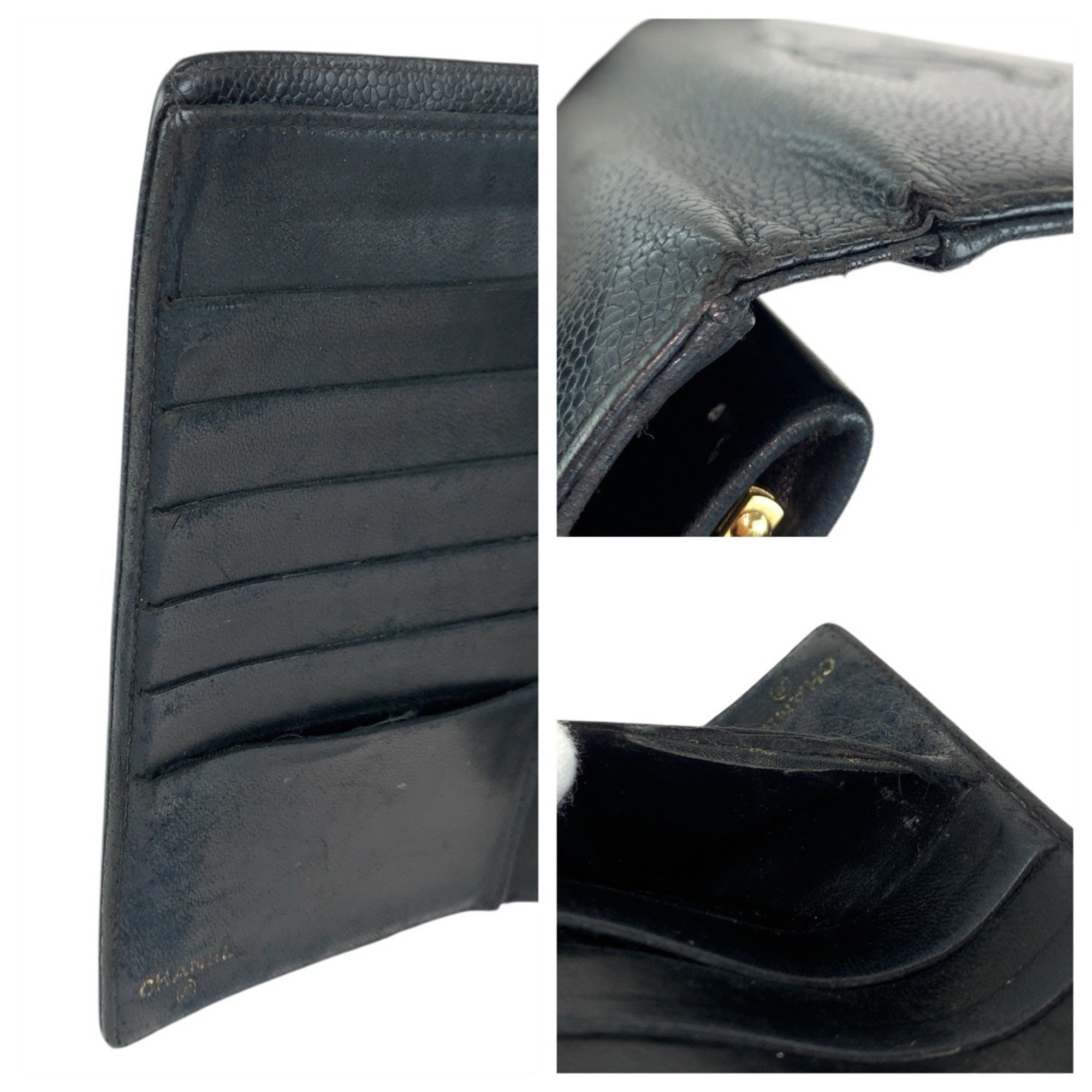 Chanel Black Leather Wallet (Bi-Fold) (Pre-Owned)