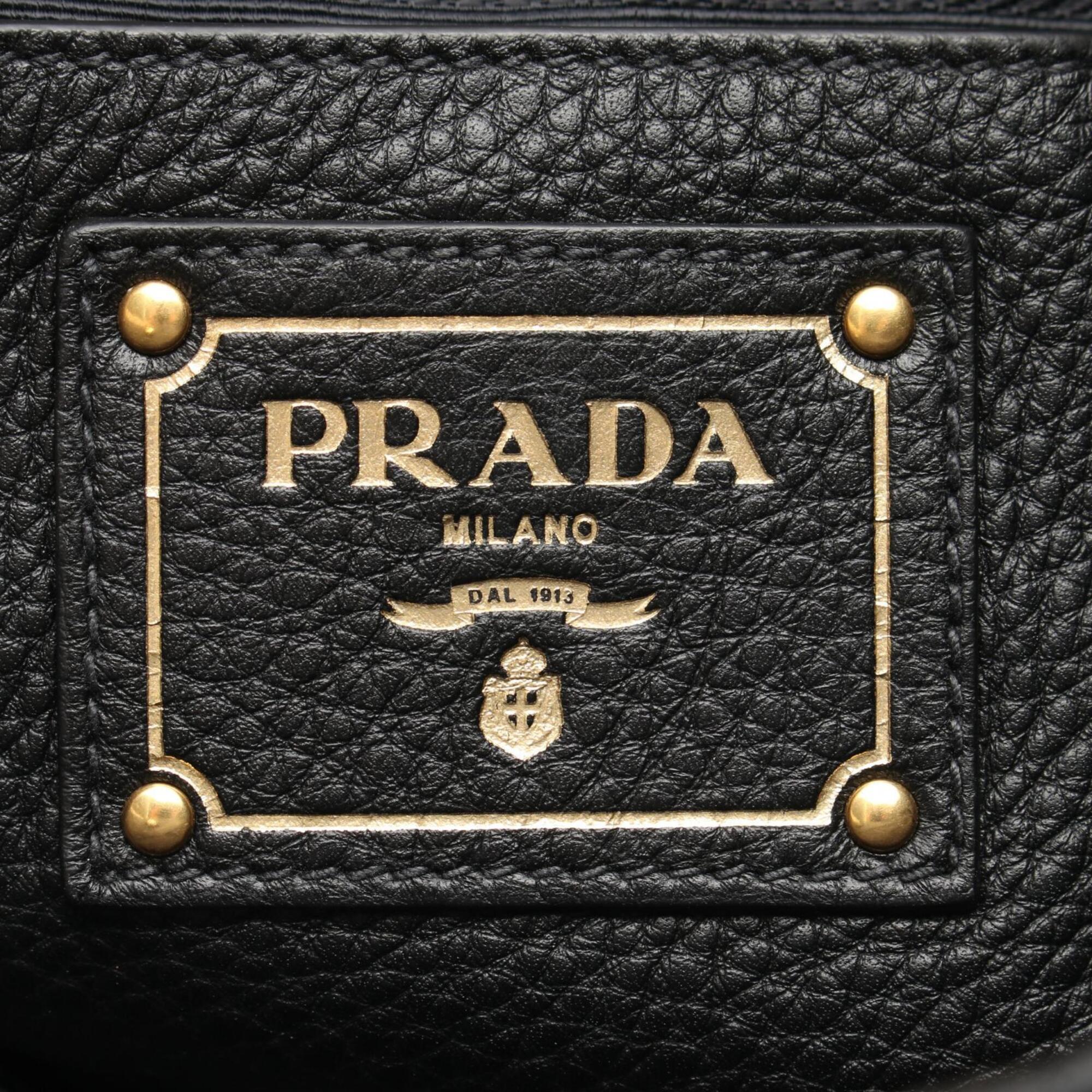 Prada Black Leather Handbag Tote Bag (Pre-Owned)