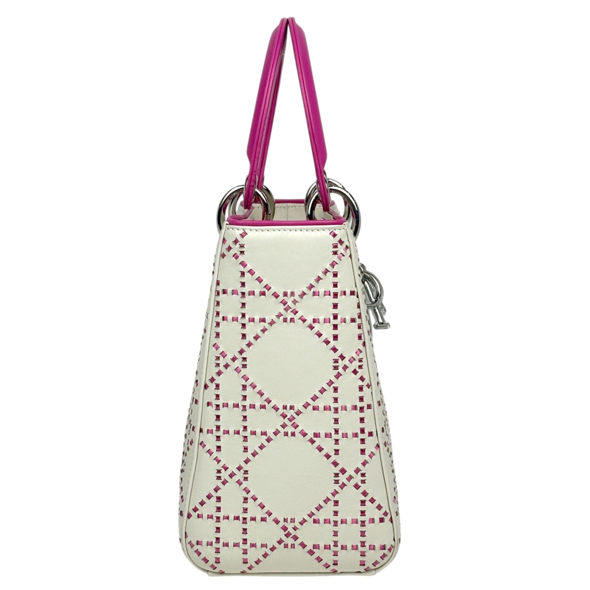 Christian Dior Pink White Leather Handbag (Pre-Owned)