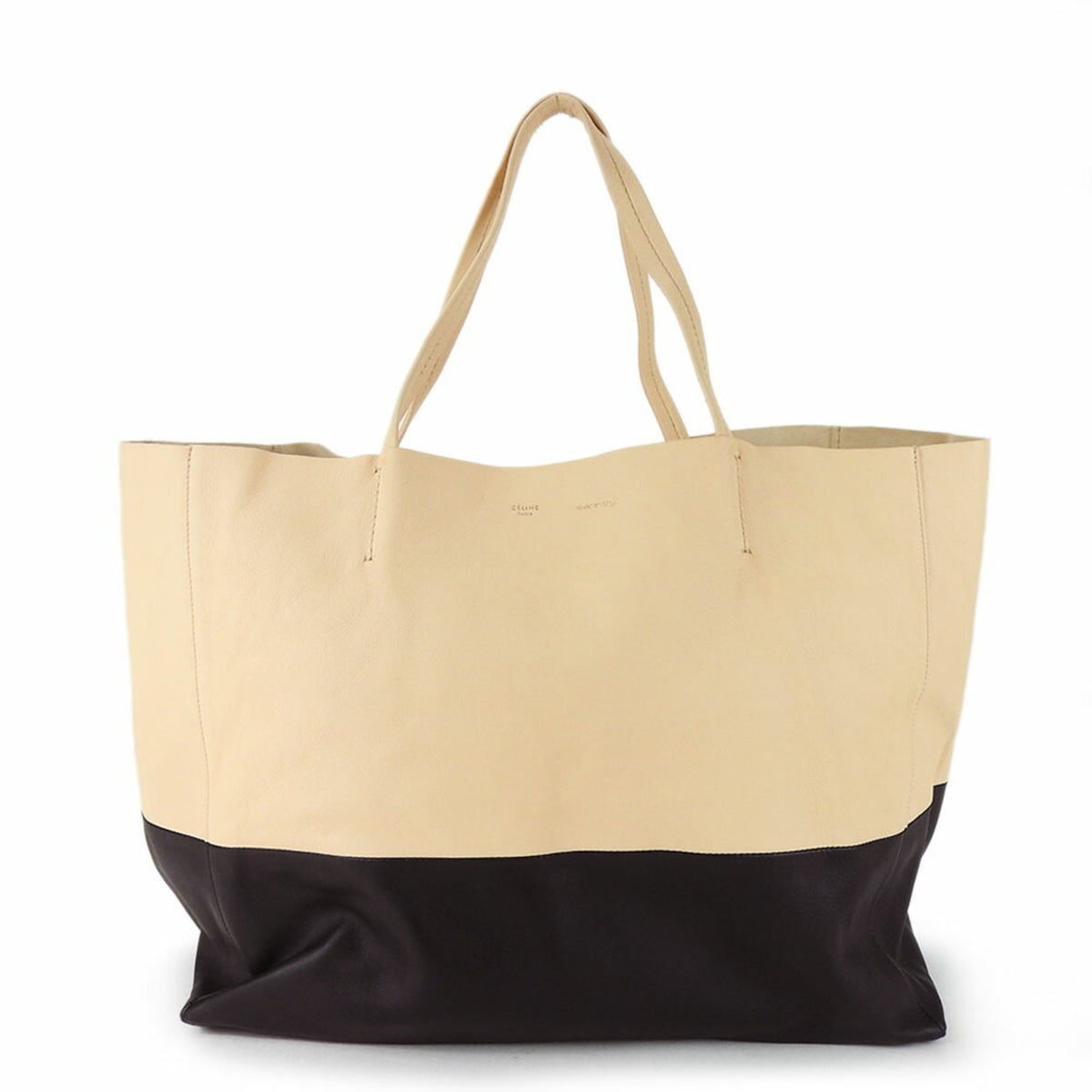 Celine Beige Black Leather Tote Bag (Pre-Owned)