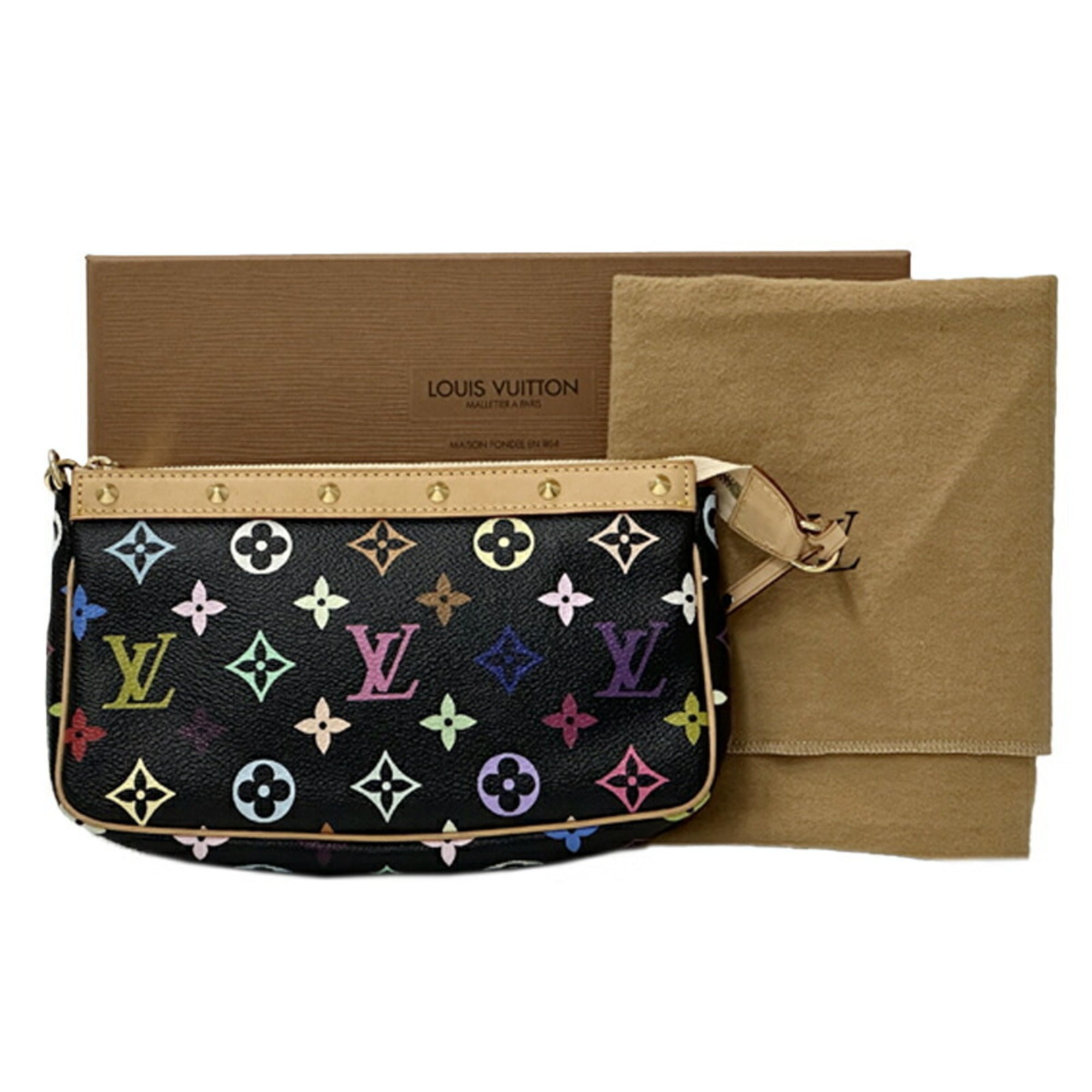 Louis Vuitton Multi-Color Noir Monogram Multicolore Handbag Pochette (Pre-Owned)