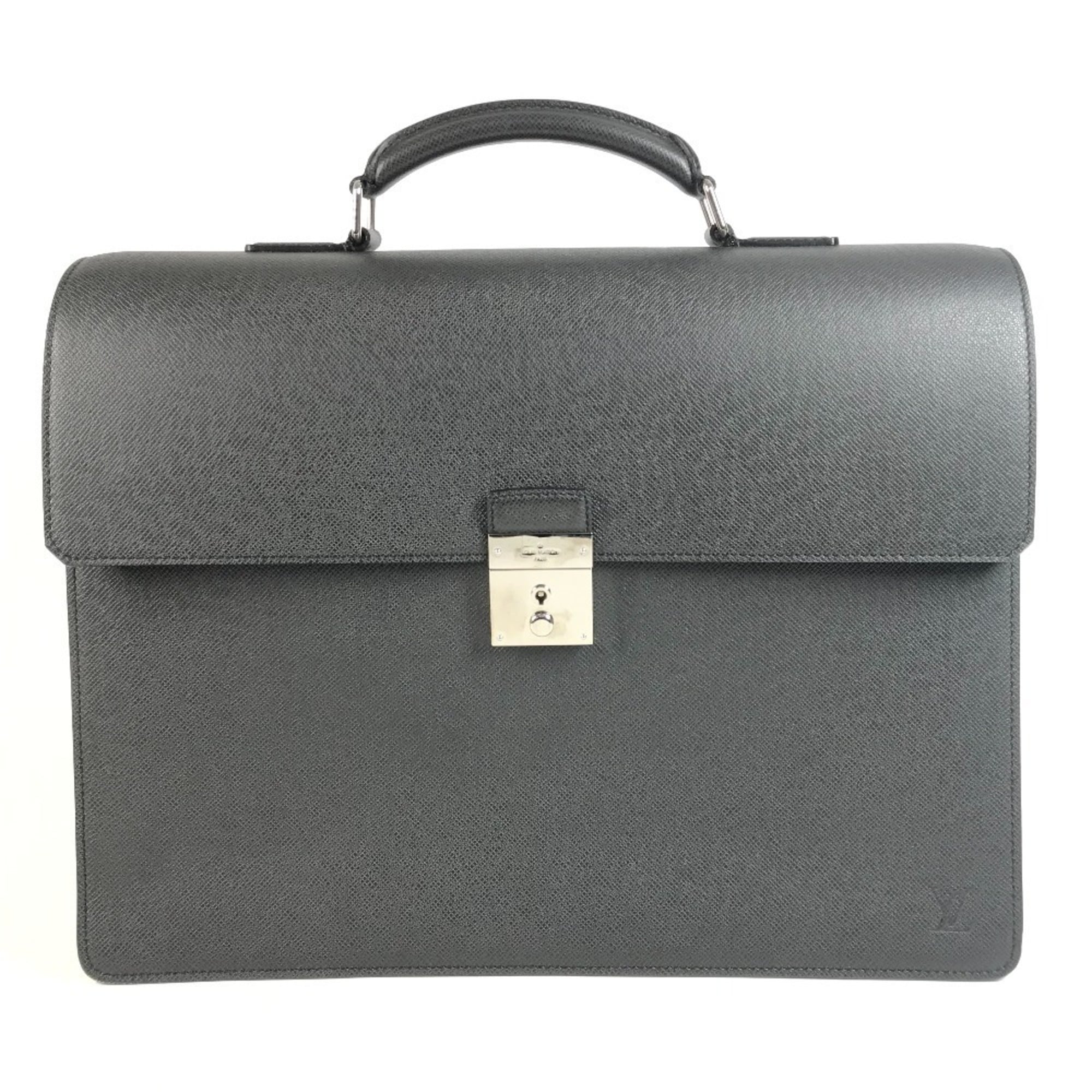Louis Vuitton Ardoise Black Taiga Leather Briefcase Handbag (Pre-Owned)