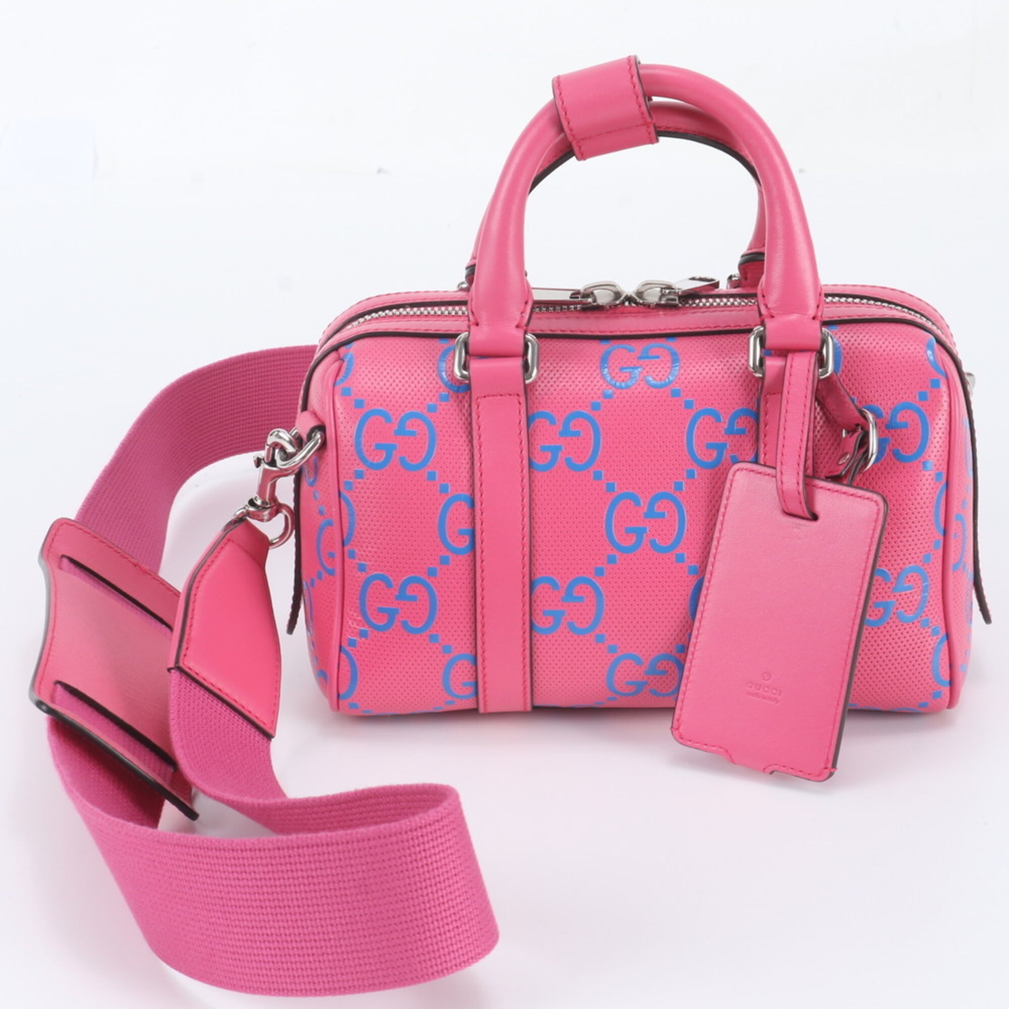Gucci Pink Leather Boston Bag Shoulder Bag (Pre-Owned)