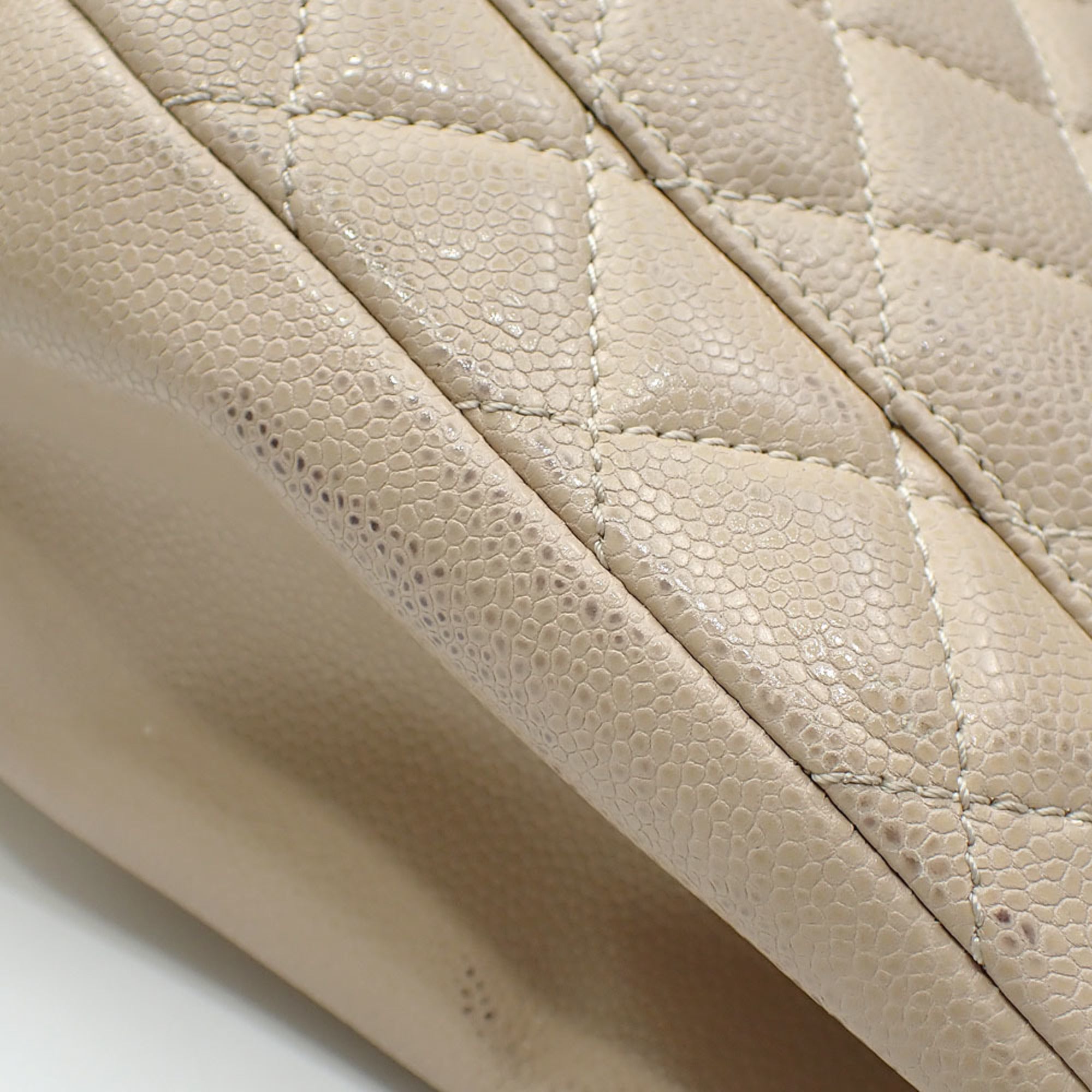 Chanel Matelasse Beige Grained Calfskin Tote Bag (Pre-Owned)