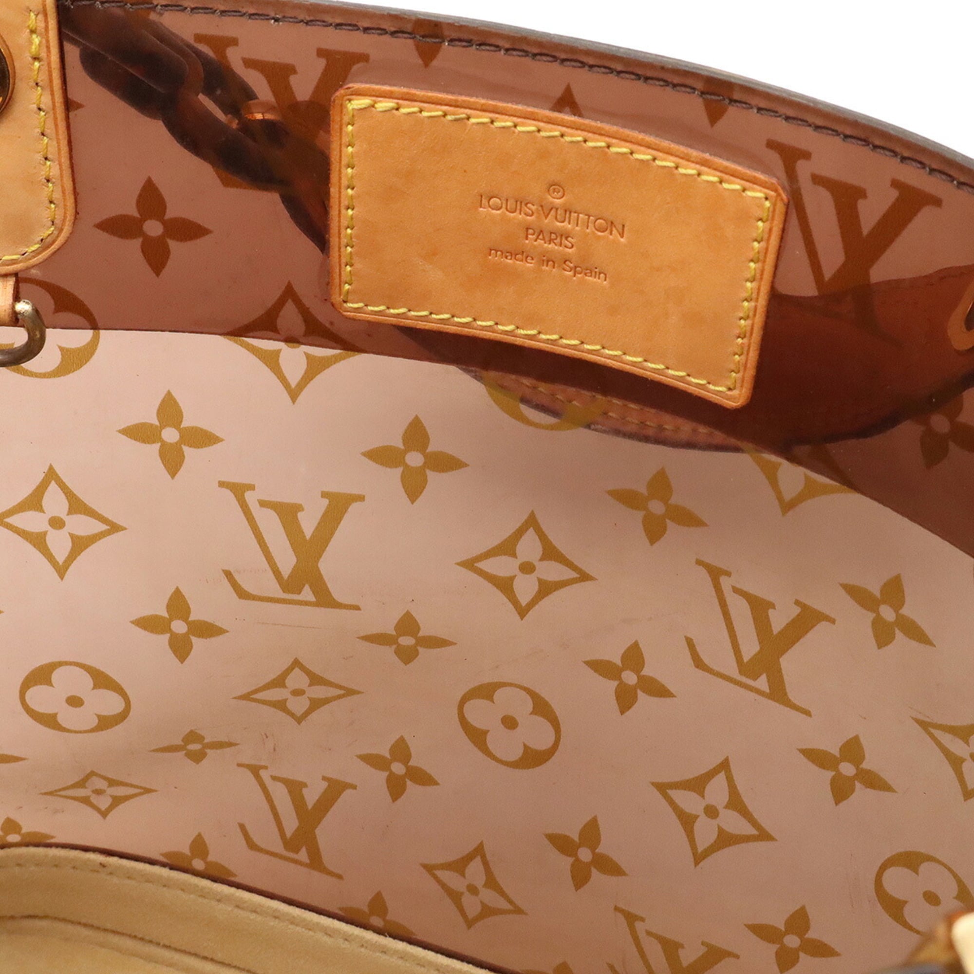 Louis Vuitton Brown Clear Vinyl Leather Shoulder Bag Tote Bag (Pre-Owned)