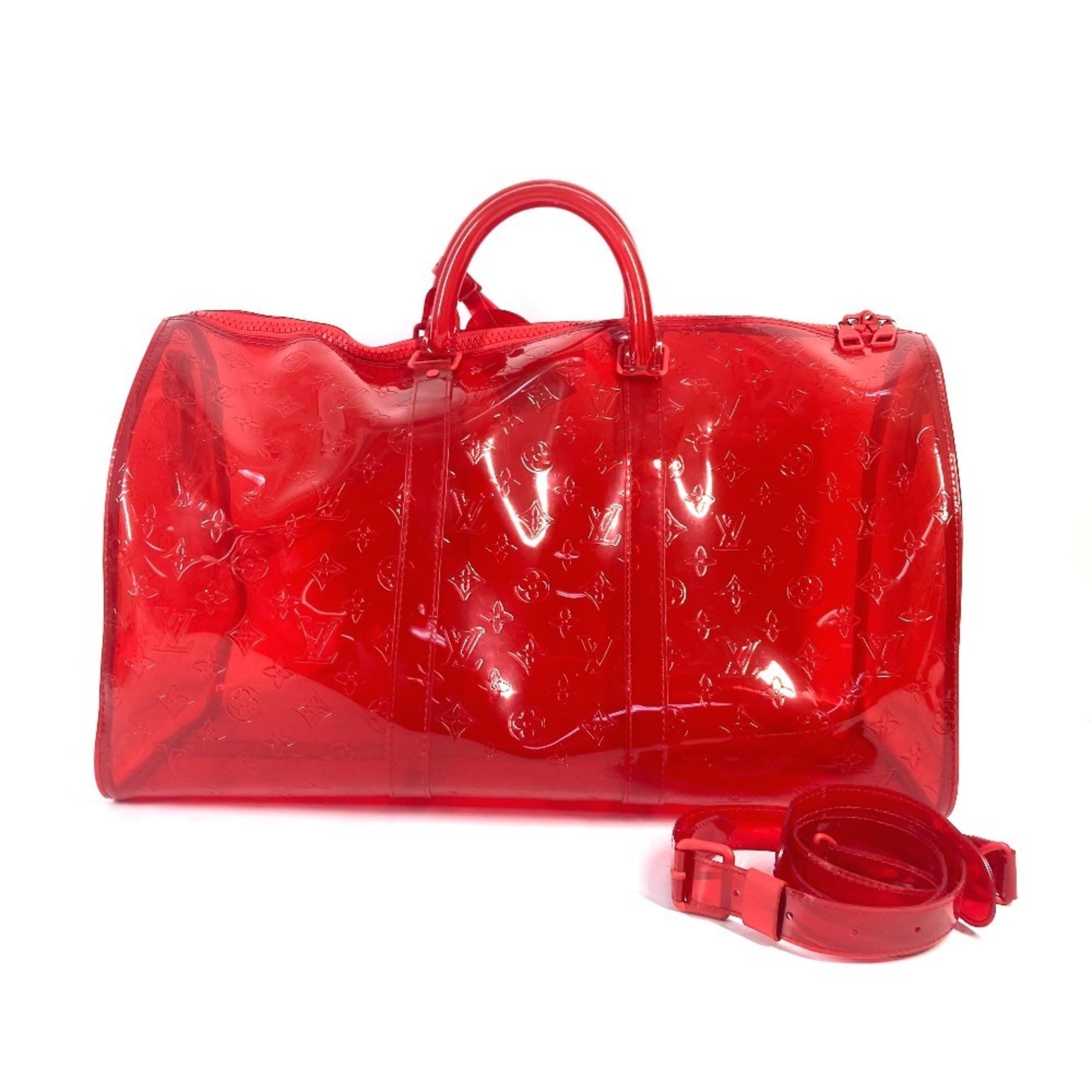 Louis Vuitton Red Color Vinyl Boston Bag Handbag Shoulder Bag (Pre-Owned)