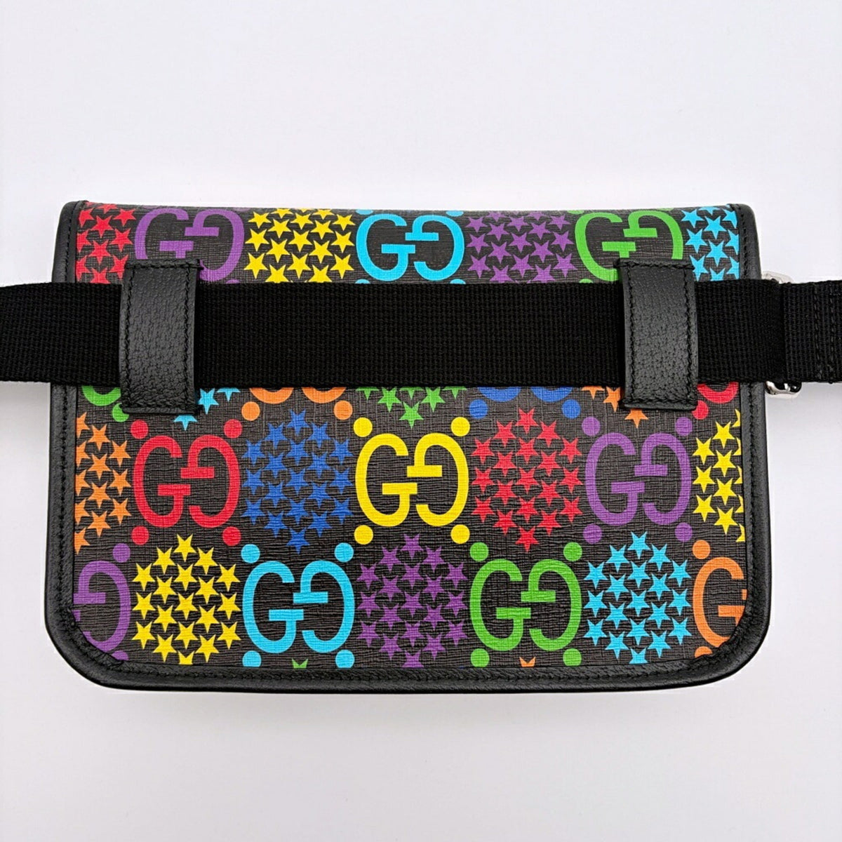 Gucci Black Multi-Color Pvc Leather Fanny Pack Sling Bag (Pre-Owned)