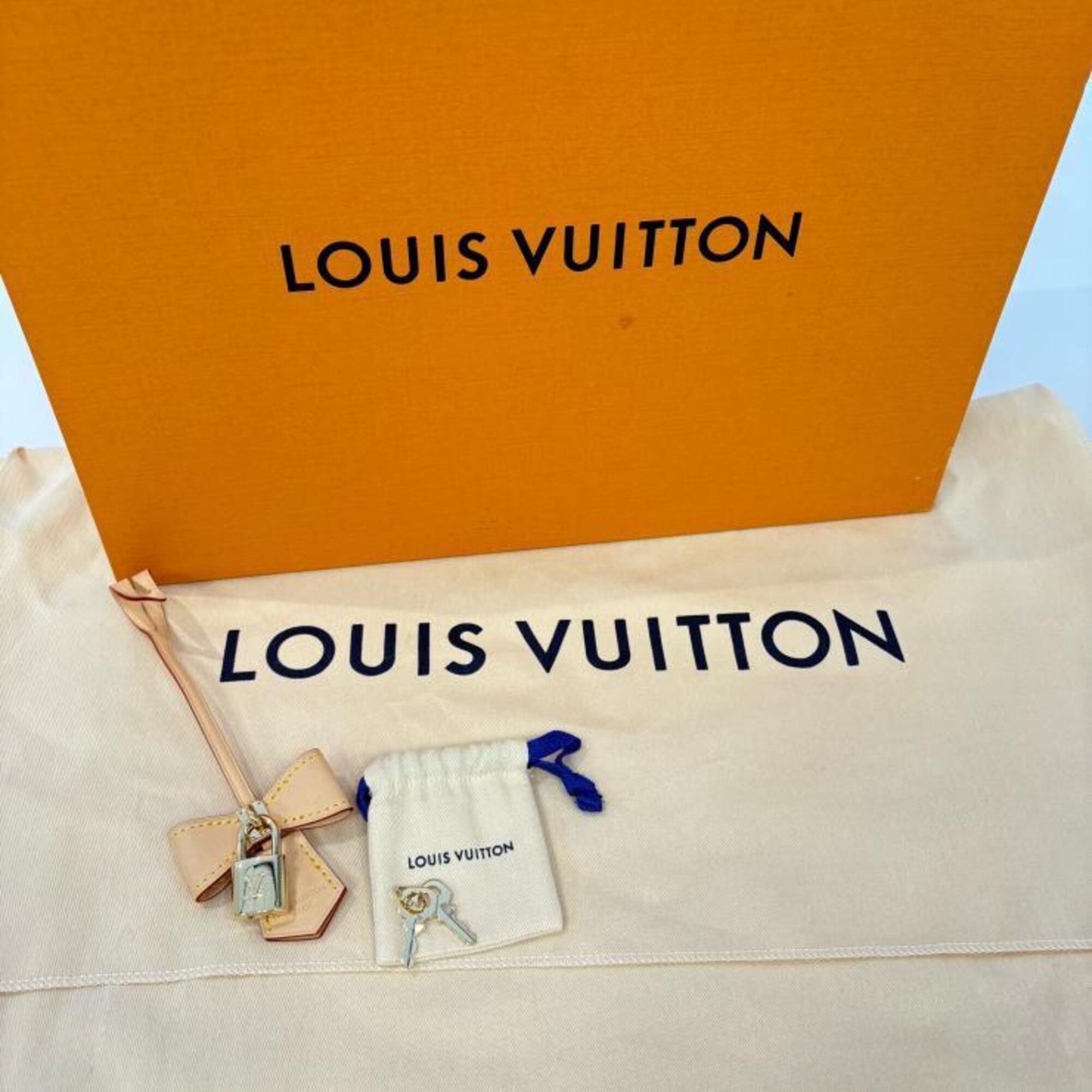 Louis Vuitton Beige Blanc Gold Multi-Color White Coated Canvas Leather Tote Bag (Pre-Owned)
