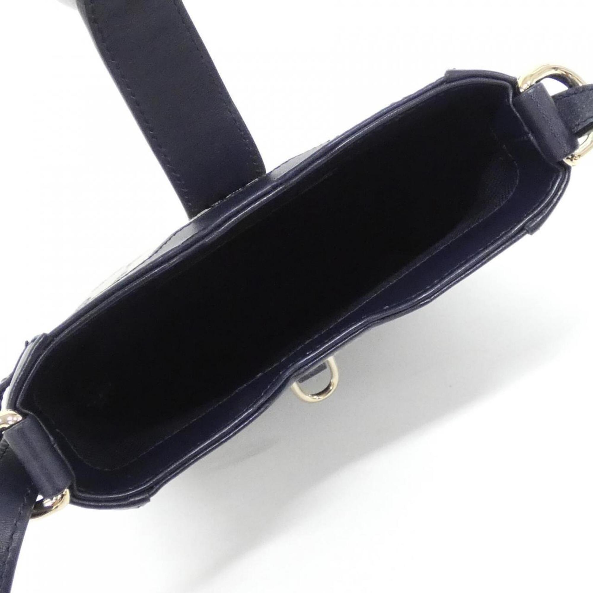 Gucci Gg Canvas Beige Navy Gg Canvas Leather Shoulder Bag (Pre-Owned)