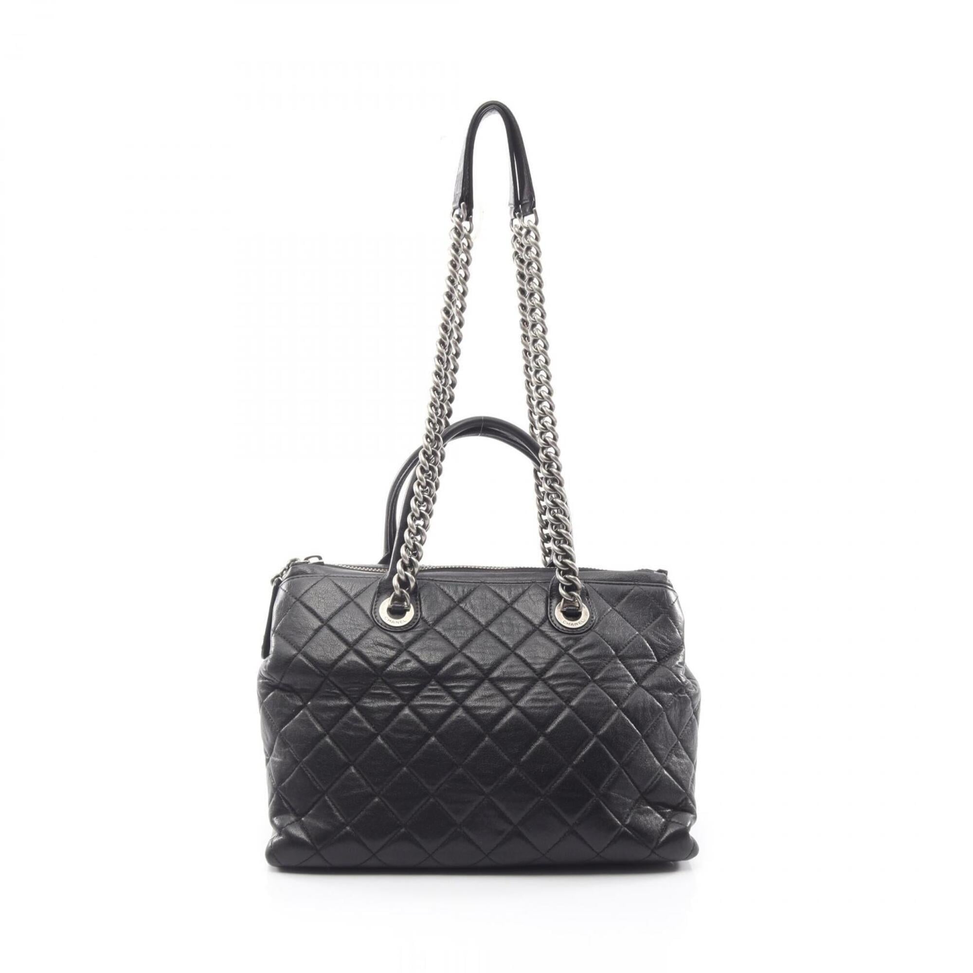 Chanel Black Leather Handbag Tote Bag (Pre-Owned)