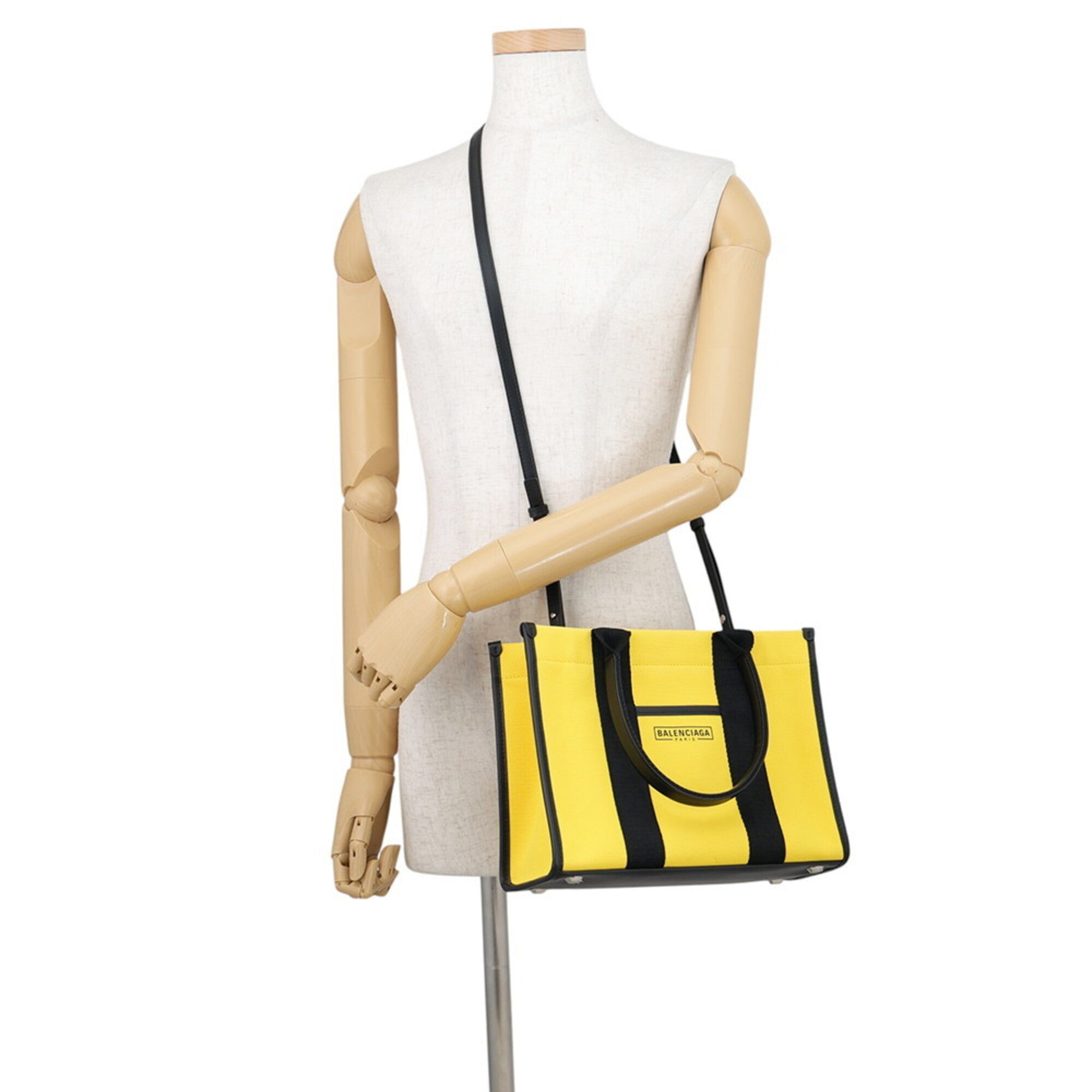 Balenciaga Black Yellow Canvas Leather Handbag (Pre-Owned)