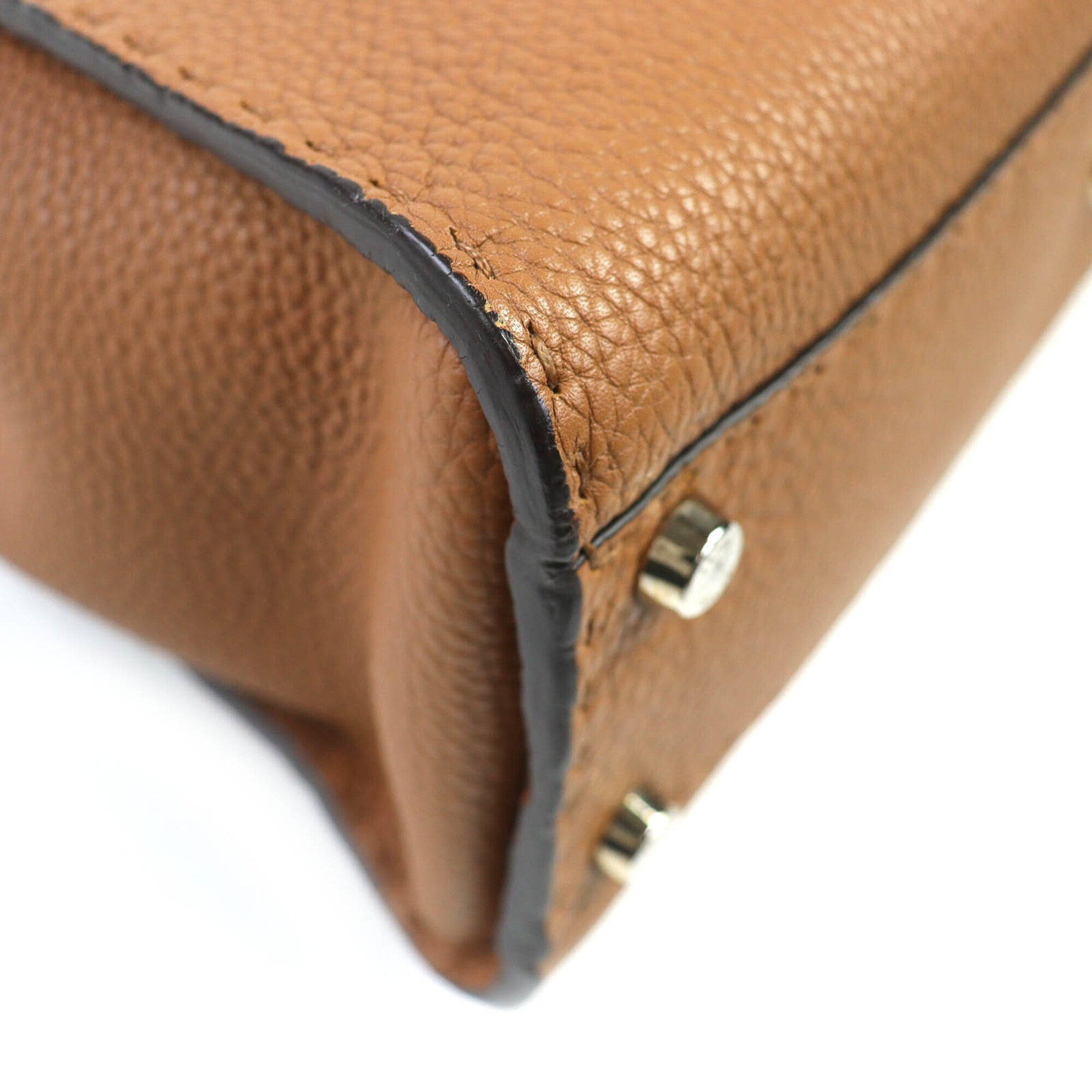 Fendi Peekaboo Brown Leather Handbag Shoulder Bag (Pre-Owned)