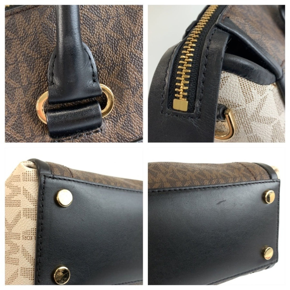 Michael Kors Black Brown White Pvc Handbag Shoulder Bag (Pre-Owned)