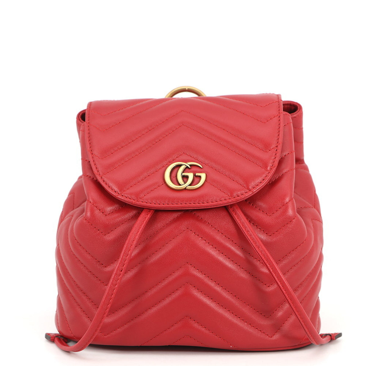 Gucci Red Color Leather Backpack Handbag (Pre-Owned)