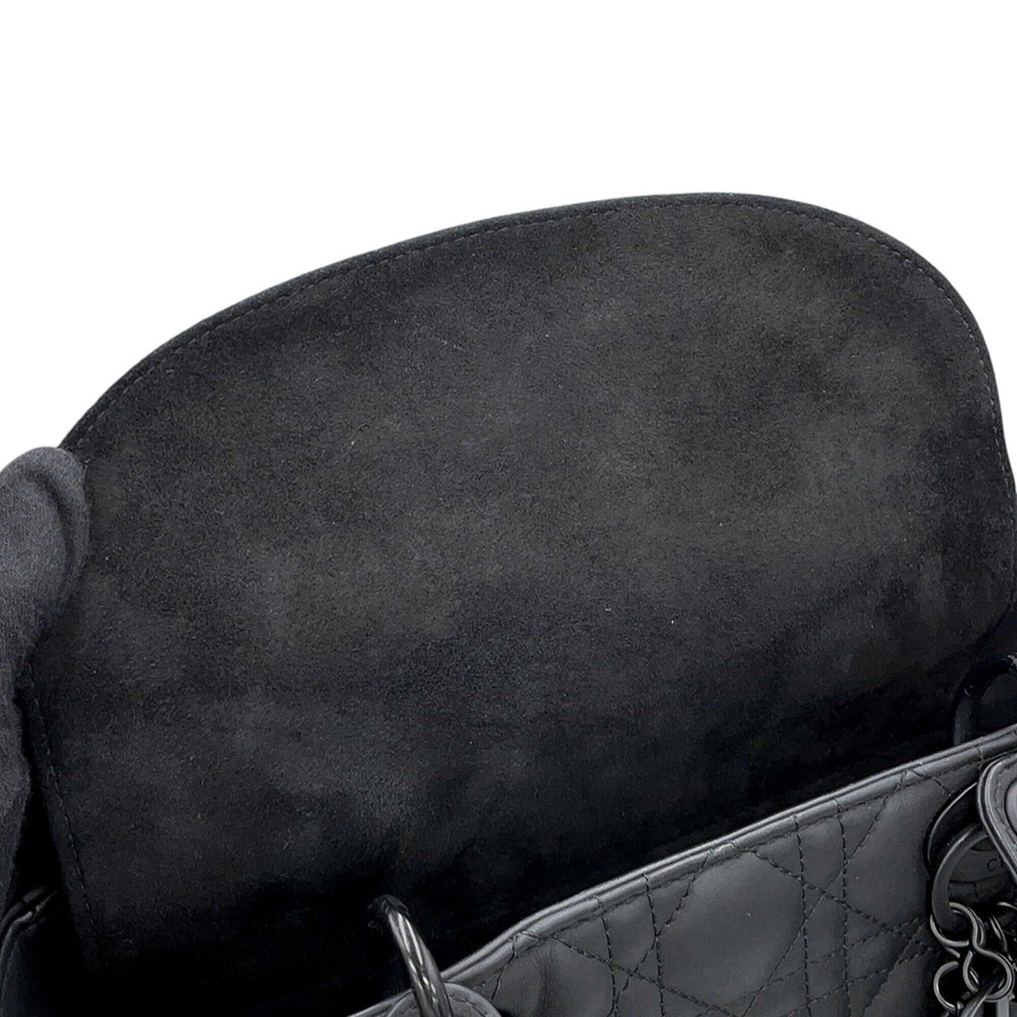 Christian Dior Lady Dior Black Leather Handbag (Pre-Owned)