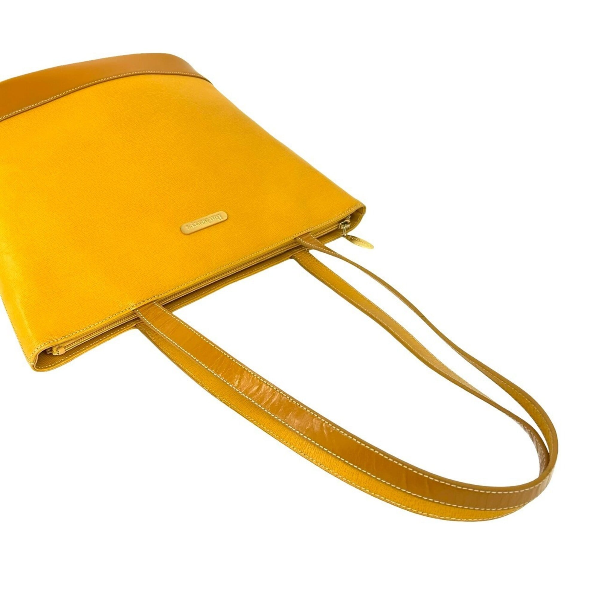 Burberry Yellow Leather Shoulder Bag Tote Bag (Pre-Owned)