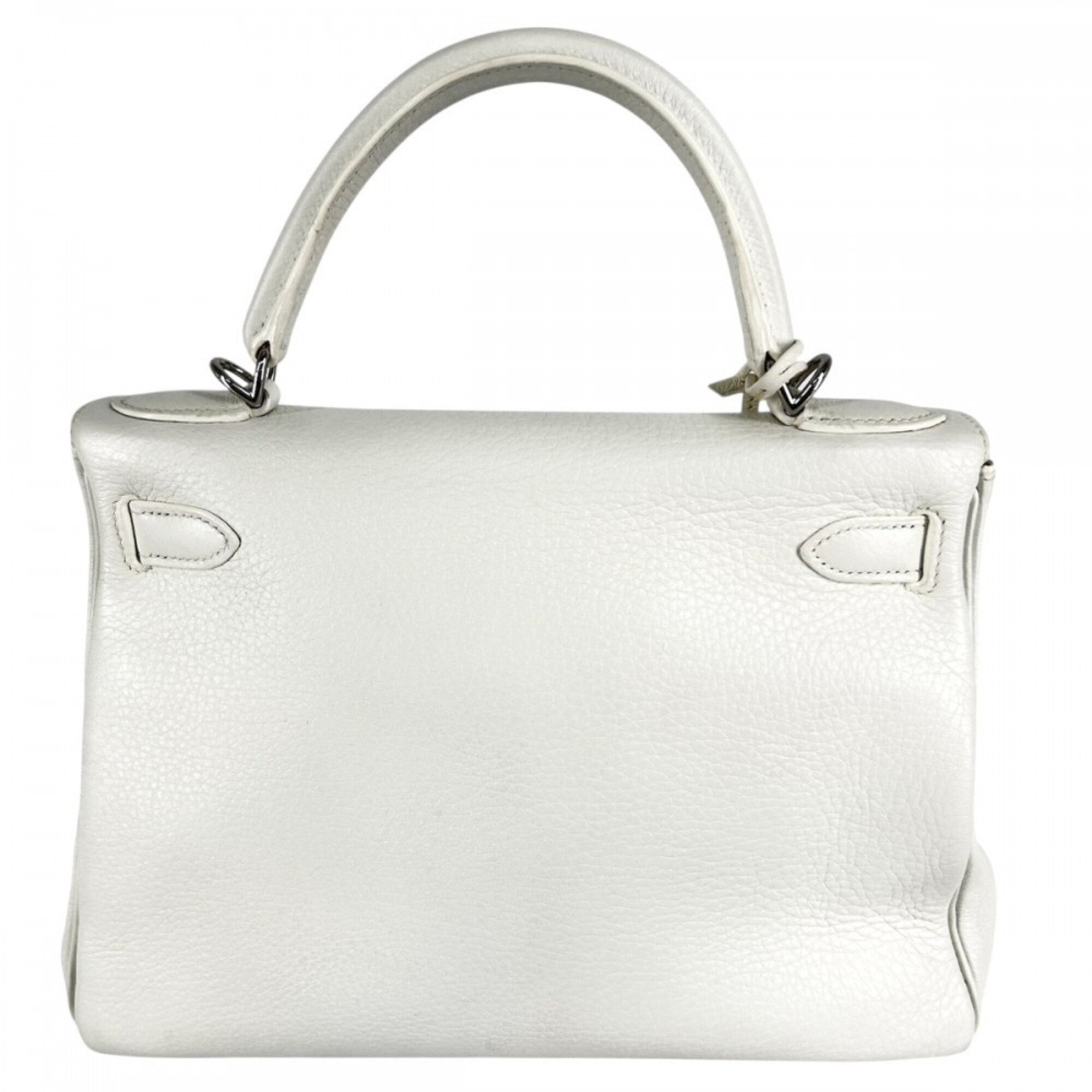 Hermes Kelly White Taurillon Clemence Leather Handbag Shoulder Bag (Pre-Owned)