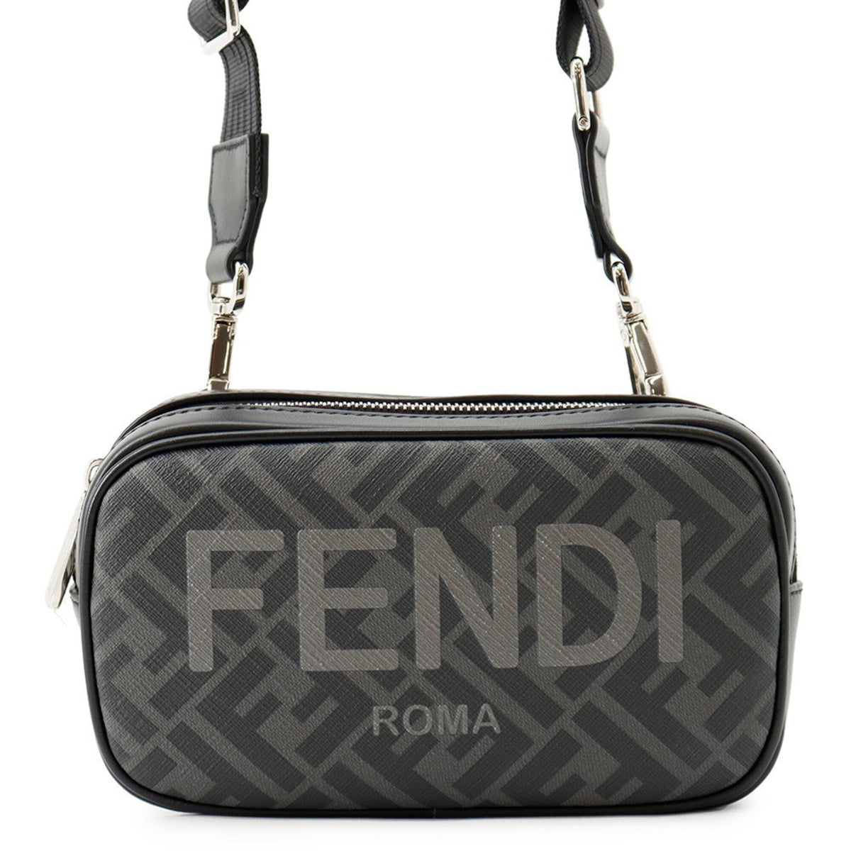 Fendi Zucca Gray Pvc Handbag Shoulder Bag (Pre-Owned)