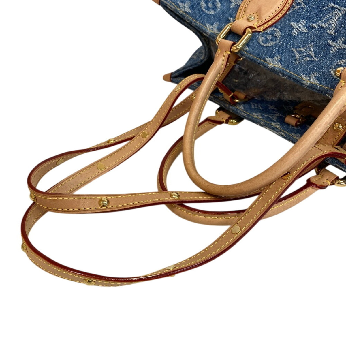 Louis Vuitton Blue Monogram Denim Leather Shoulder Bag Tote Bag (Pre-Owned)