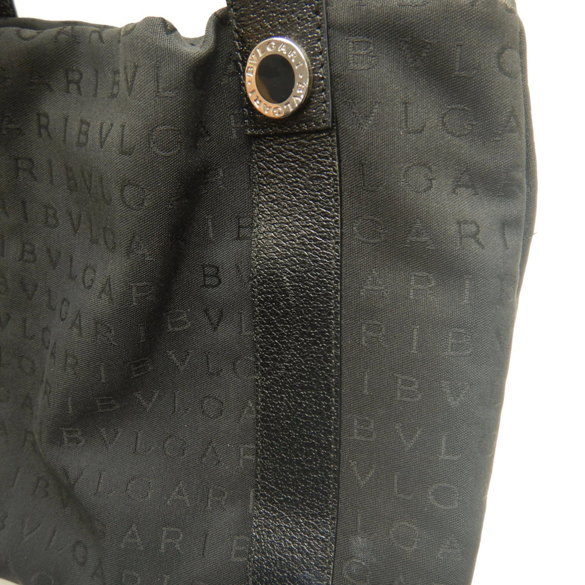 Bvlgari Black Dark Gray Canvas Leather Tote Bag (Pre-Owned)