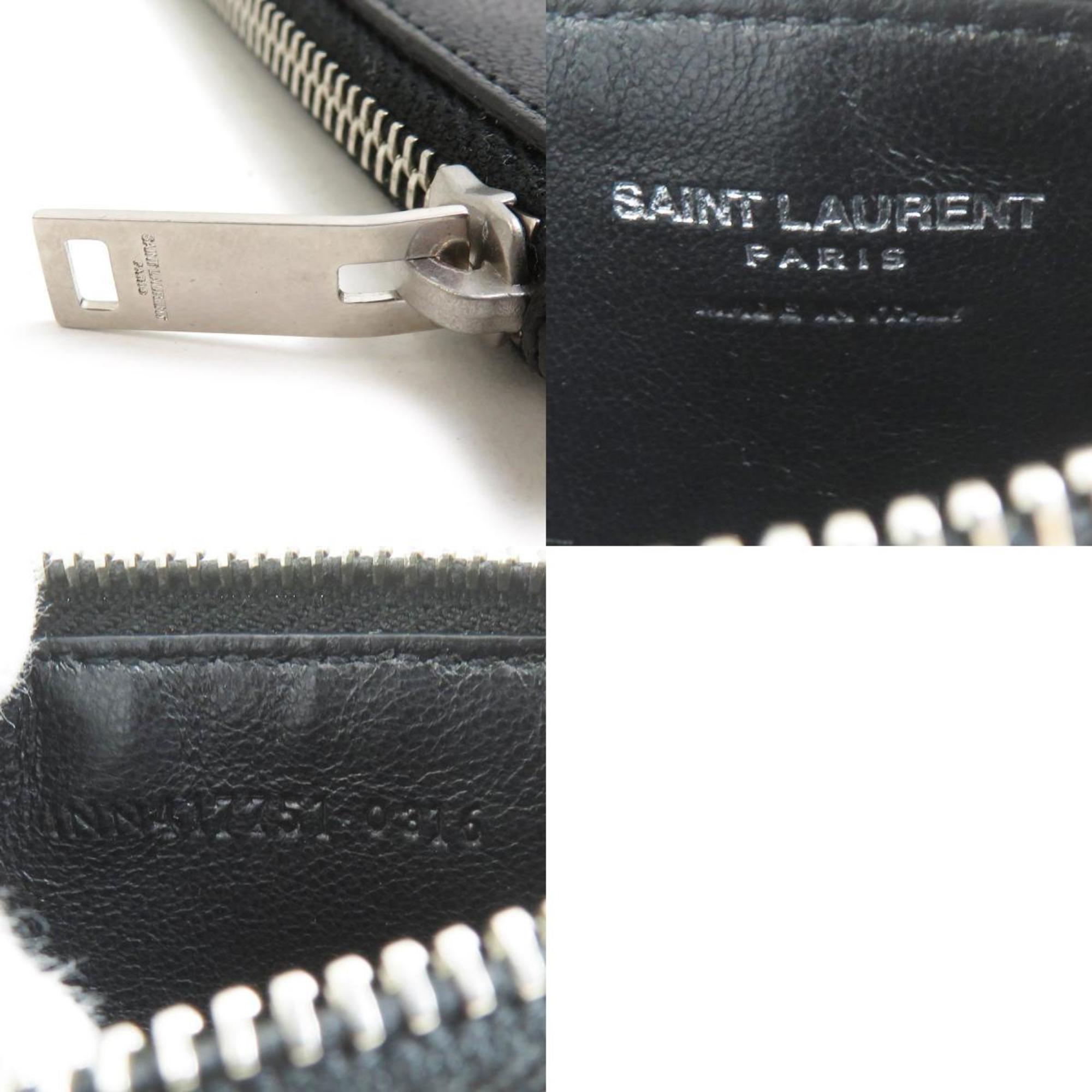 Saint Laurent Black Red Color Leather Coin Purse/Coin Case (Pre-Owned)