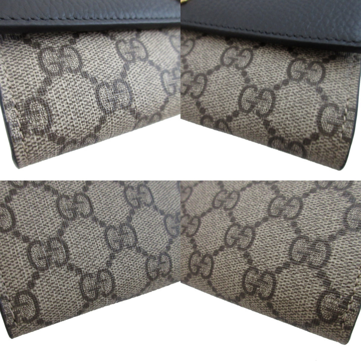 Gucci Beige Black Gg Supreme Leather Long Wallet (Bi-Fold) (Pre-Owned)
