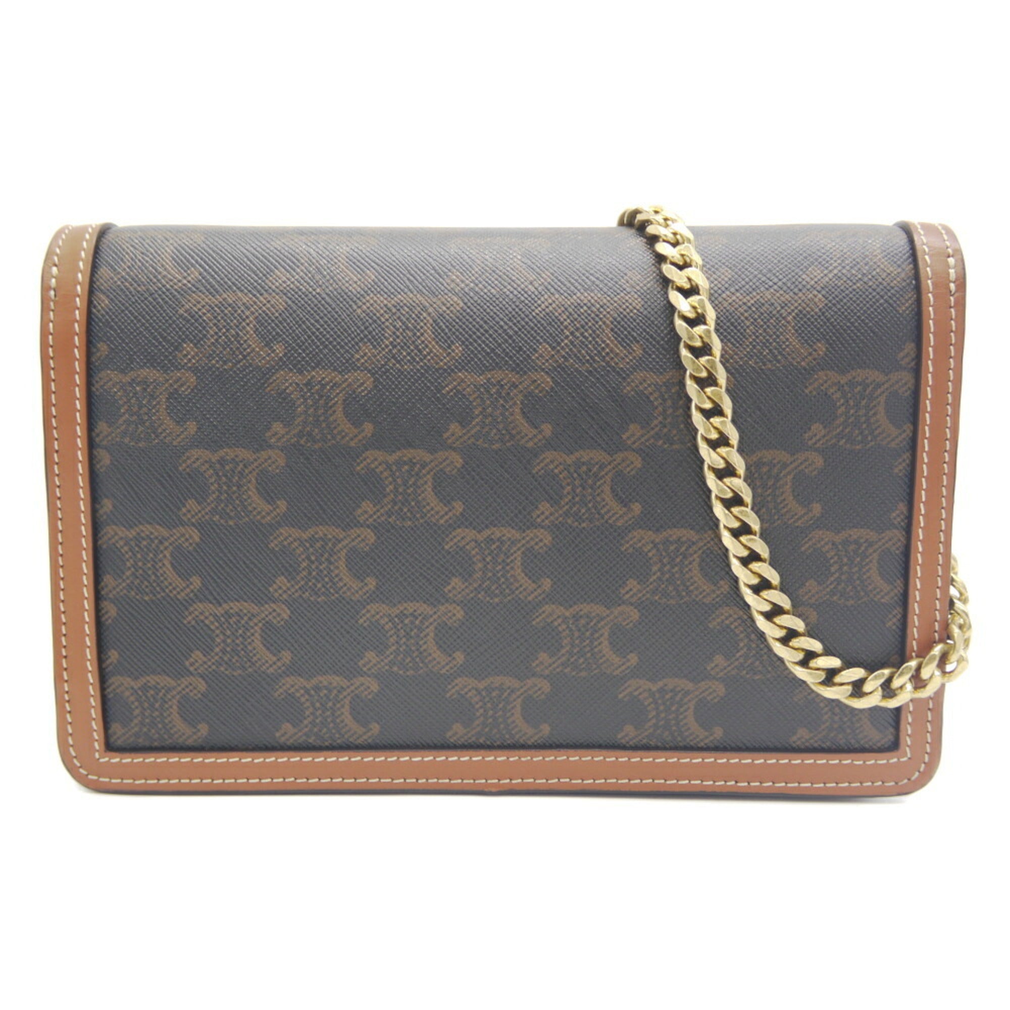 Celine Brown Canvas Leather Shoulder Bag (Pre-Owned)
