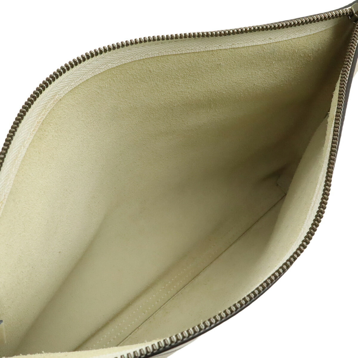 Gucci Green Ivory Red Color White Leather Clutch Bag Pouch (Pre-Owned)